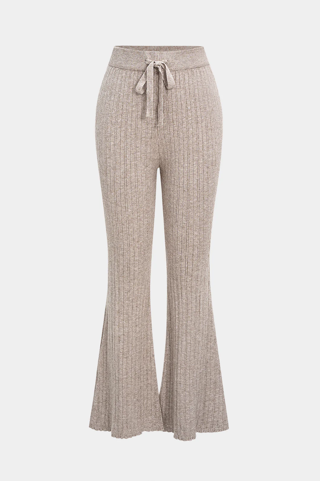 Knit Tie-Up High-Waist Flared Trousers