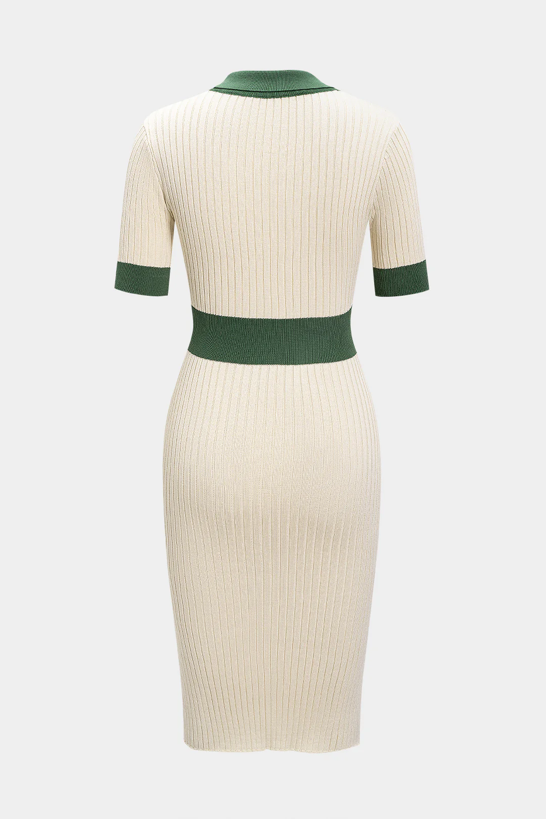 Knit Contrast Metallic Button Short Sleeve Dress