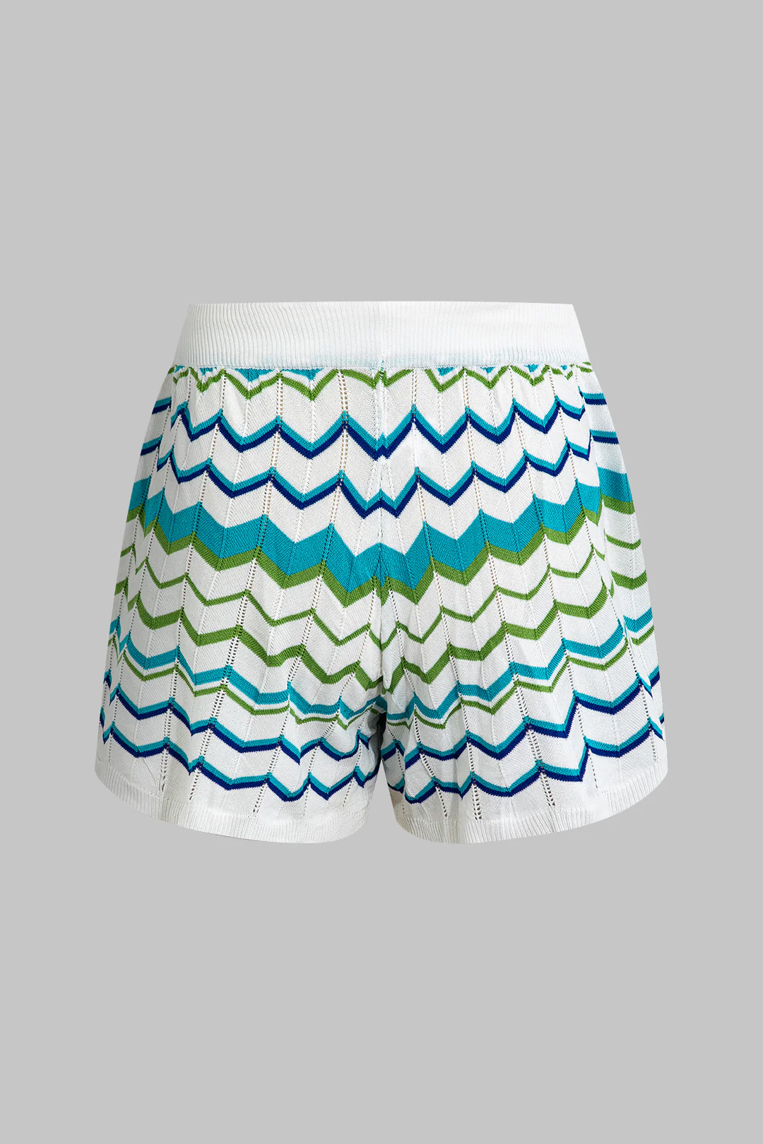 Contrasting Knit Top and Drawstring Shorts Set