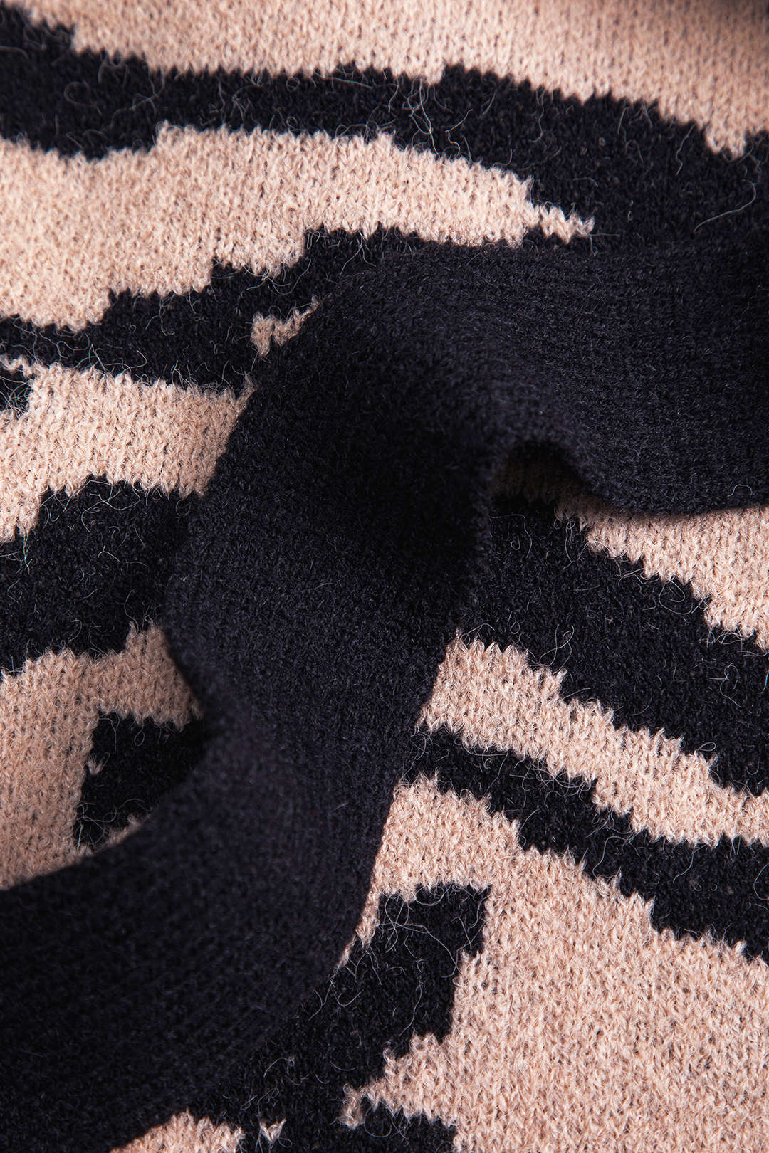 Plus Size Zebra Stripe Printed Knit Tie-Up Crossed Long-Sleeve Dress