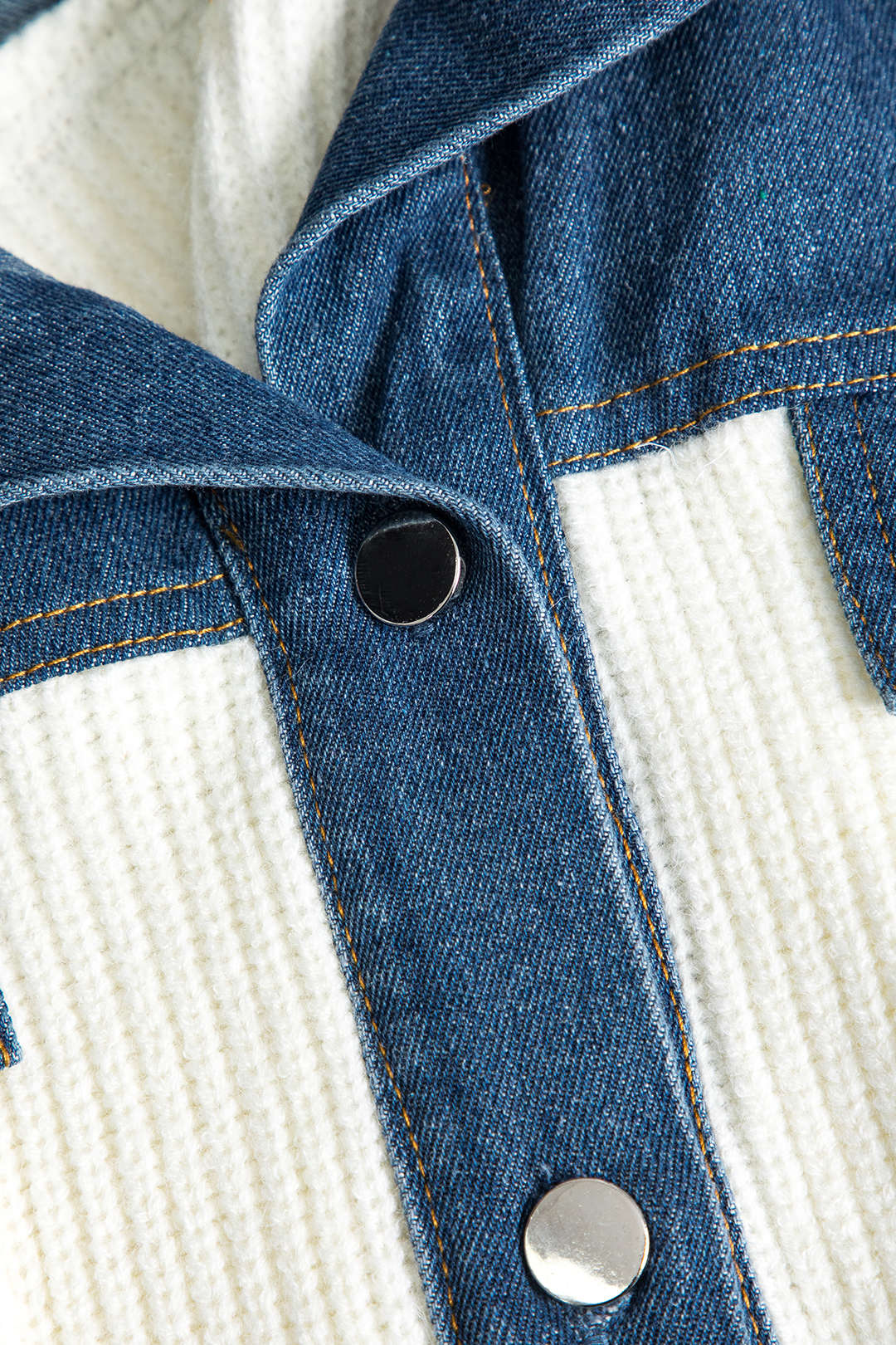 Knit Denim Patchwork Cardigan