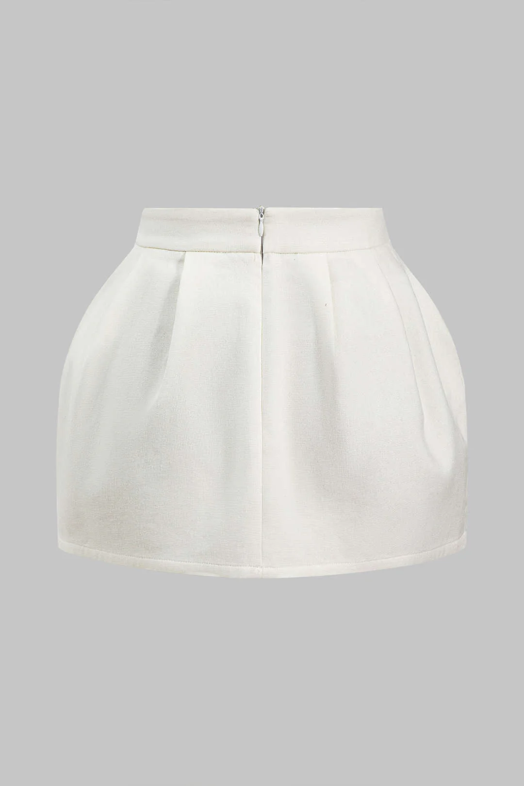 Linen Ruched Zipper Skirt