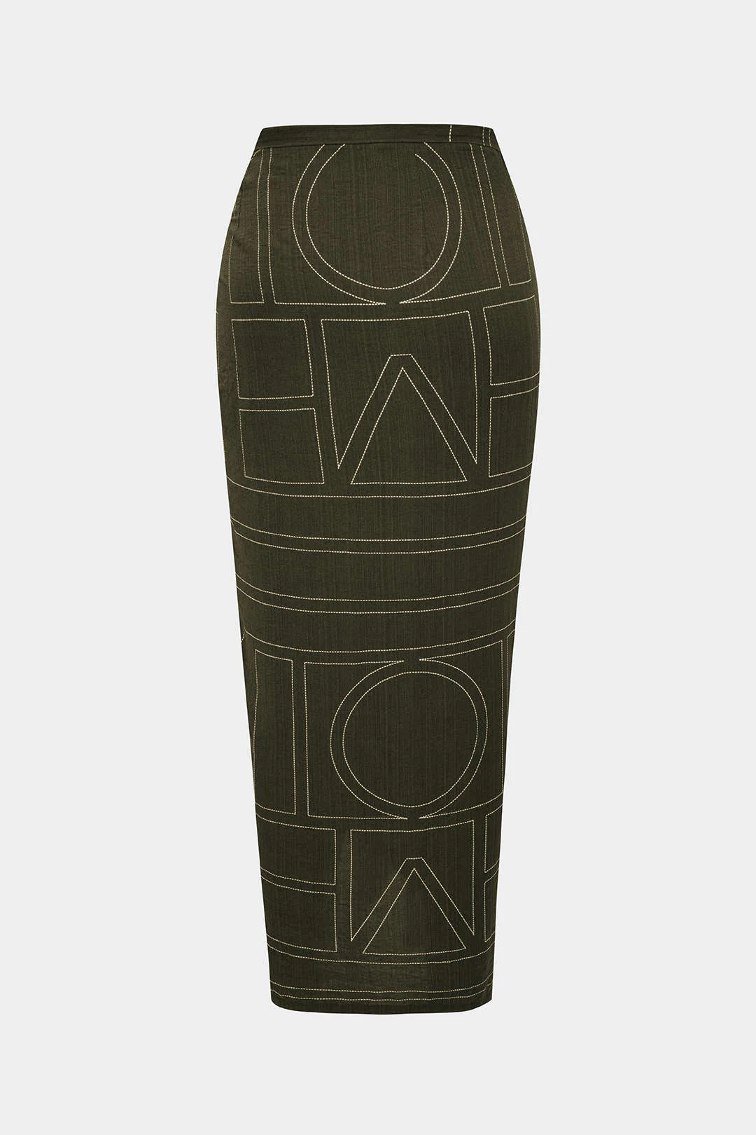 Linen Geometric Print Twist Knot Asymmetrical Ruched Skirt