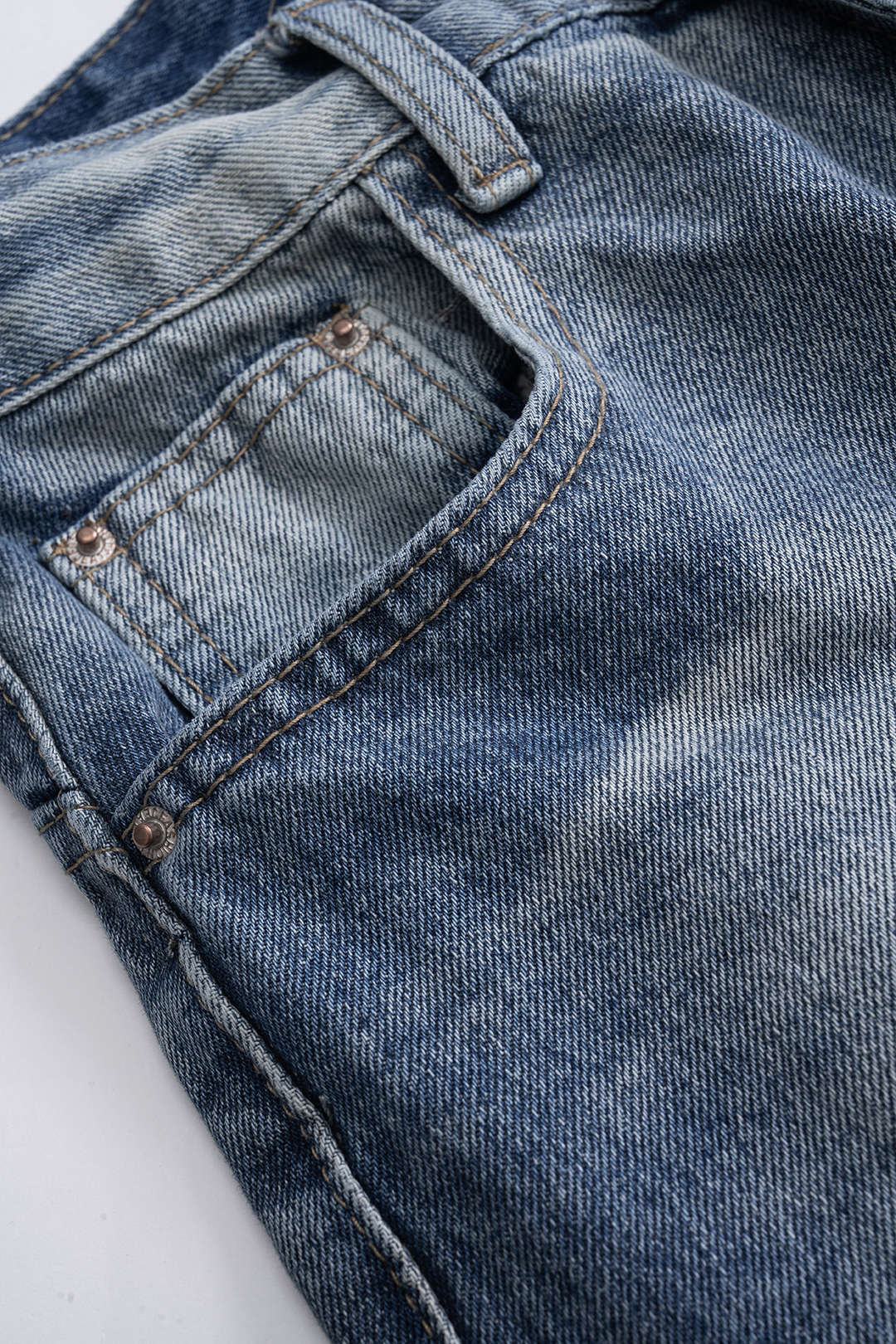 Denim Washed Wide Leg Jeans