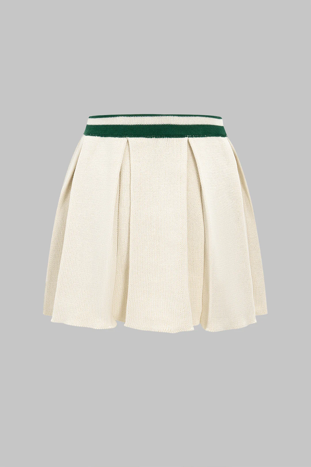 Knit Contrast Binding Pleated Mini Skirt