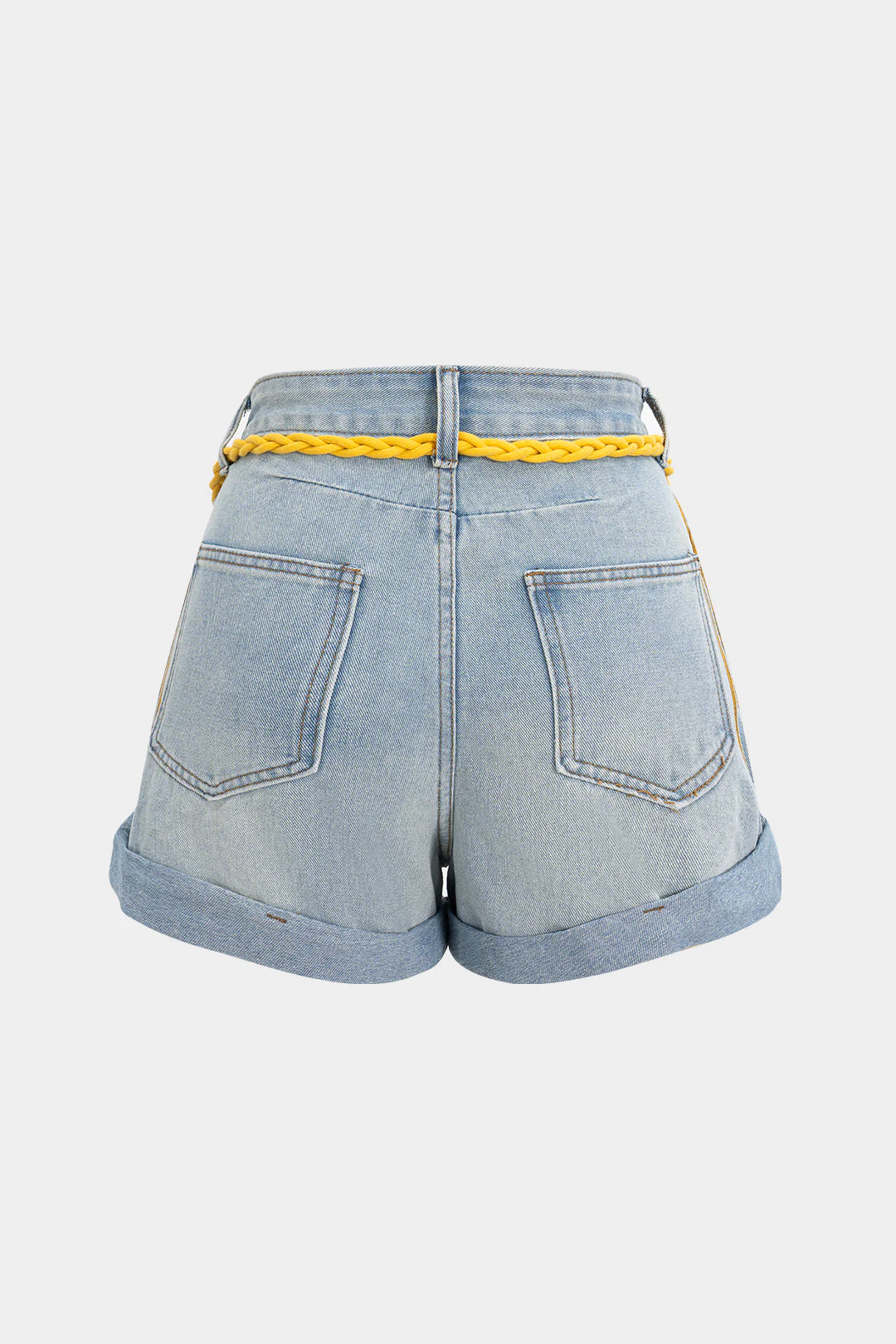 Denim High Waist Belted Wide Leg Shorts