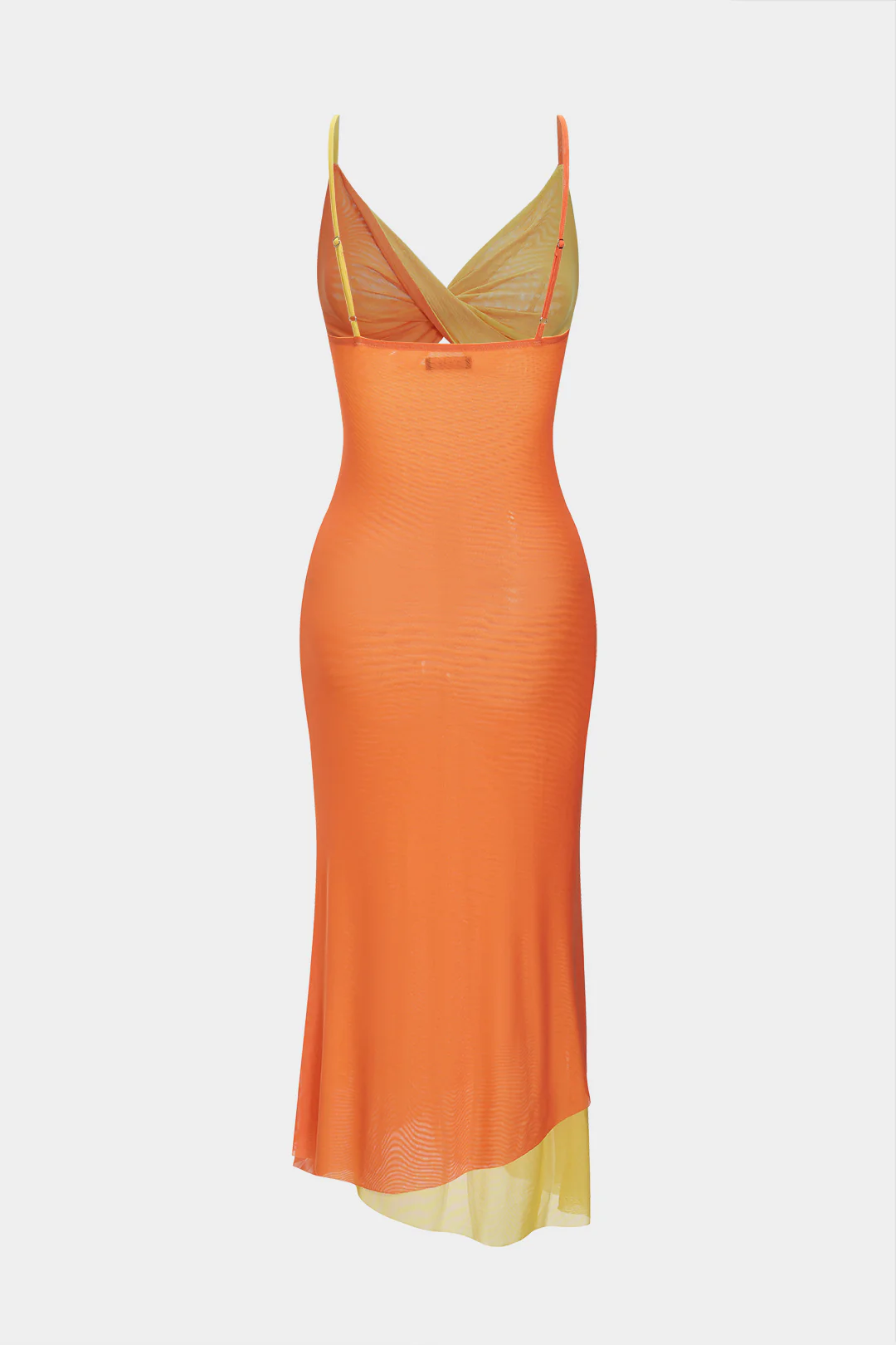 Mesh Patchwork Sleeveless Twist Knot Maxi Slip Dress