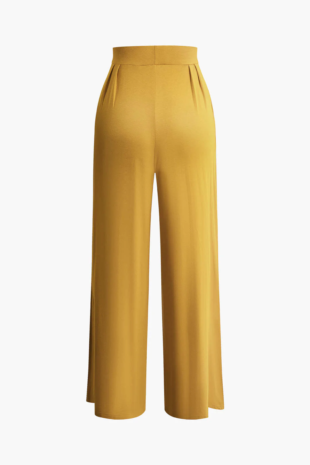Tie Knot Front Ruched Tube Top and Pleated Wide-Leg Pants Set