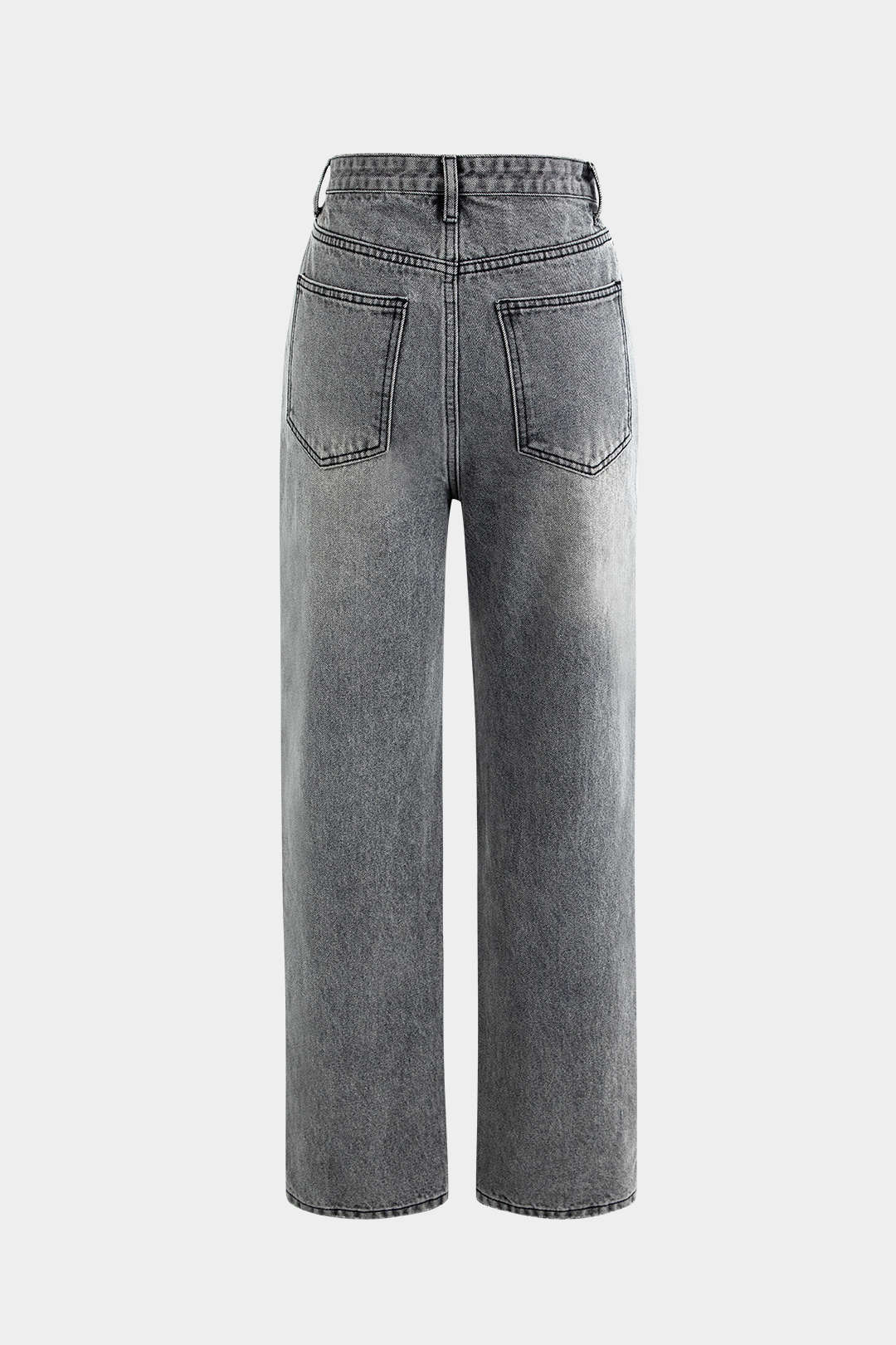 Asymmetrical Waist Straight-Leg Jeans