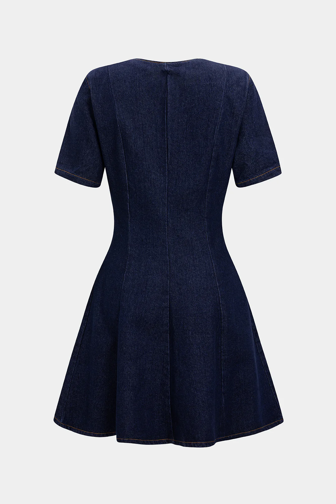 Denim V-Neck Button Short Sleeve Dress