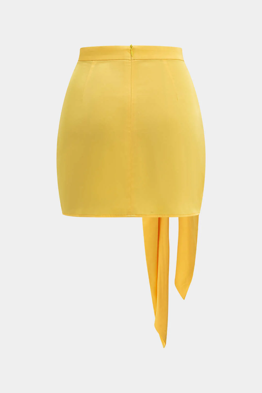 Ombre Print Satin Ruched Tie-Front Zippered Skirt