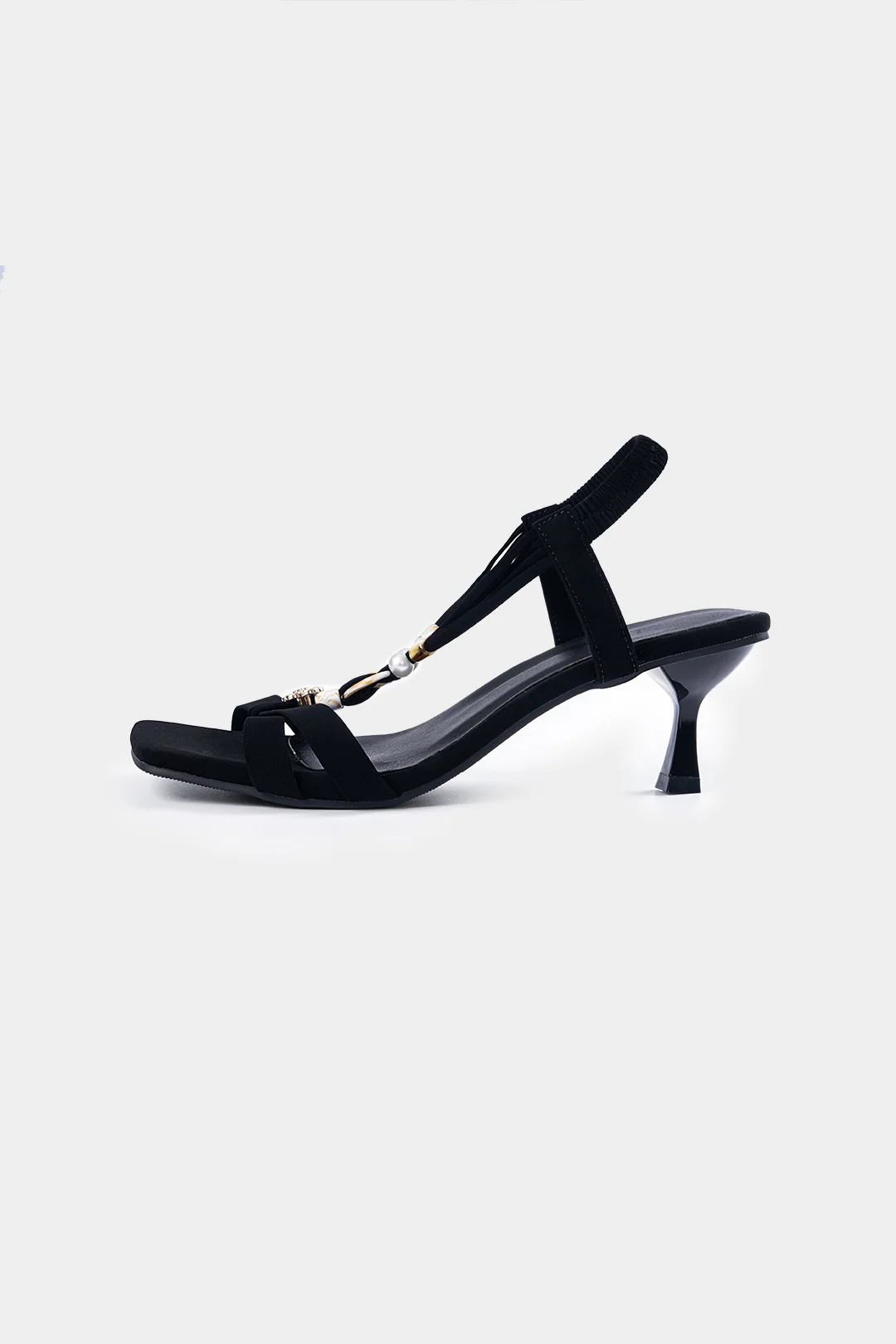 Rhinestone Faux Leather Open-Toe Sandals