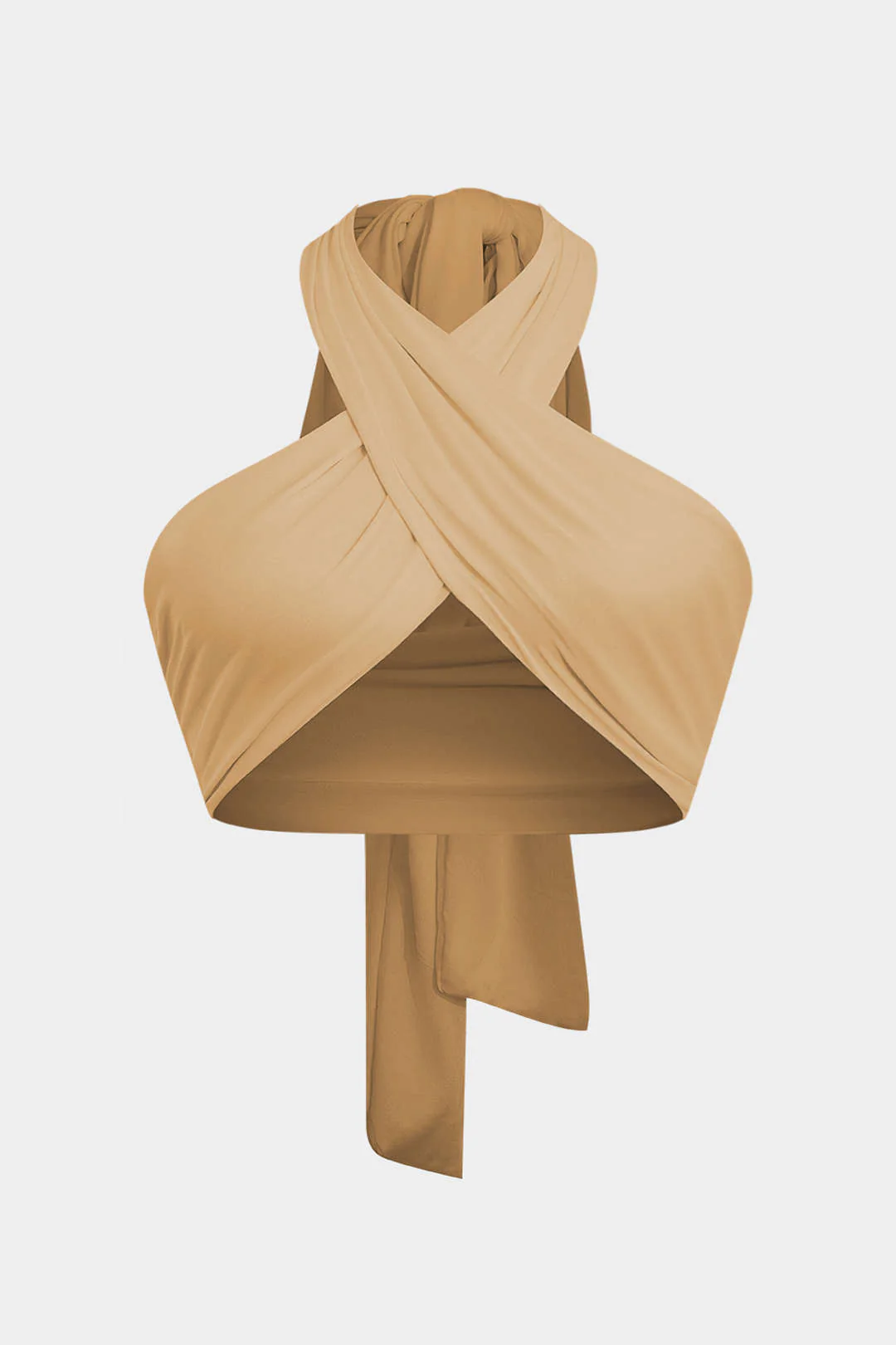 Plus Size Ruched Crossed Halter Neck Tie Up Cami Top