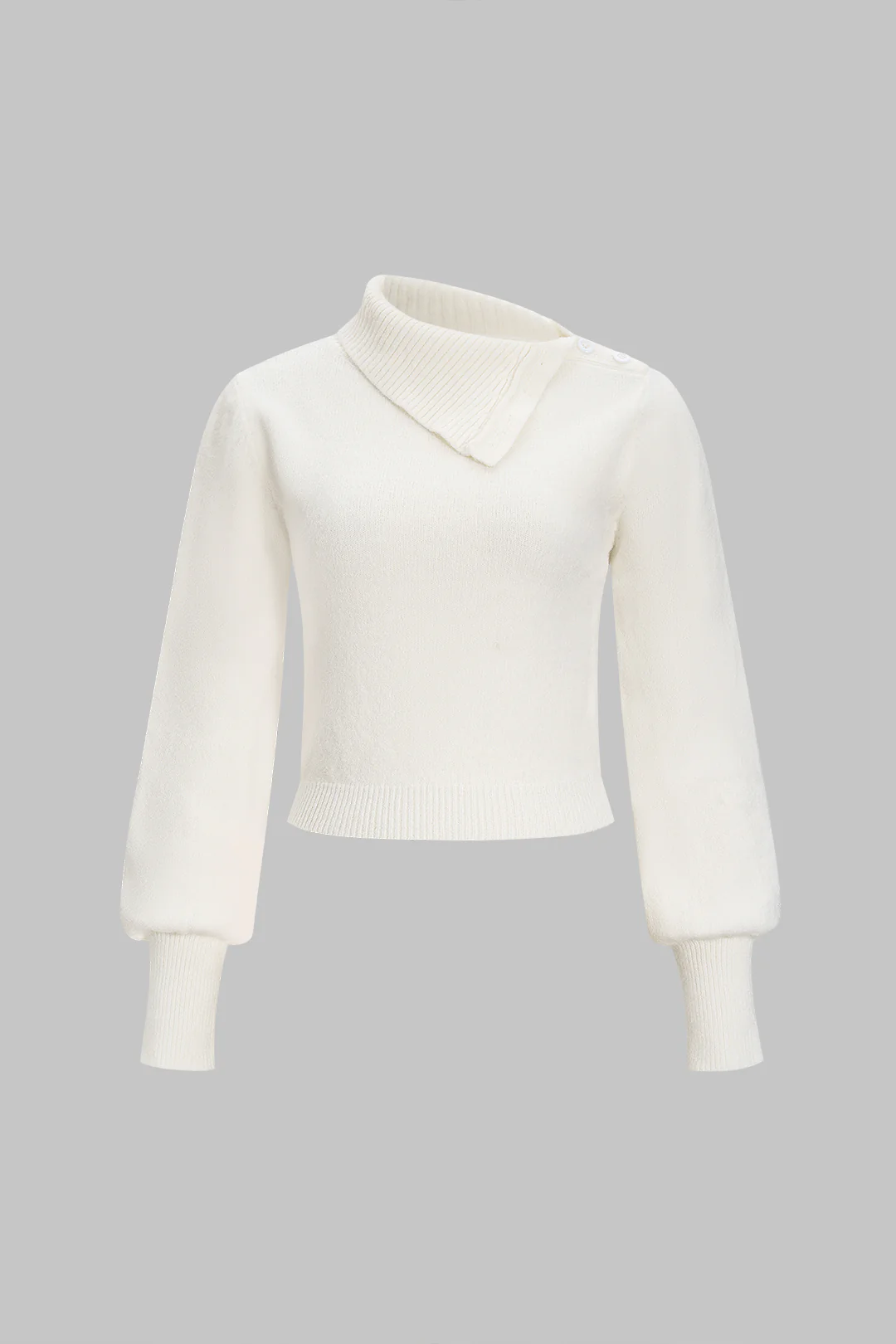 Asymmetrical Button Long Sleeve Sweater Top