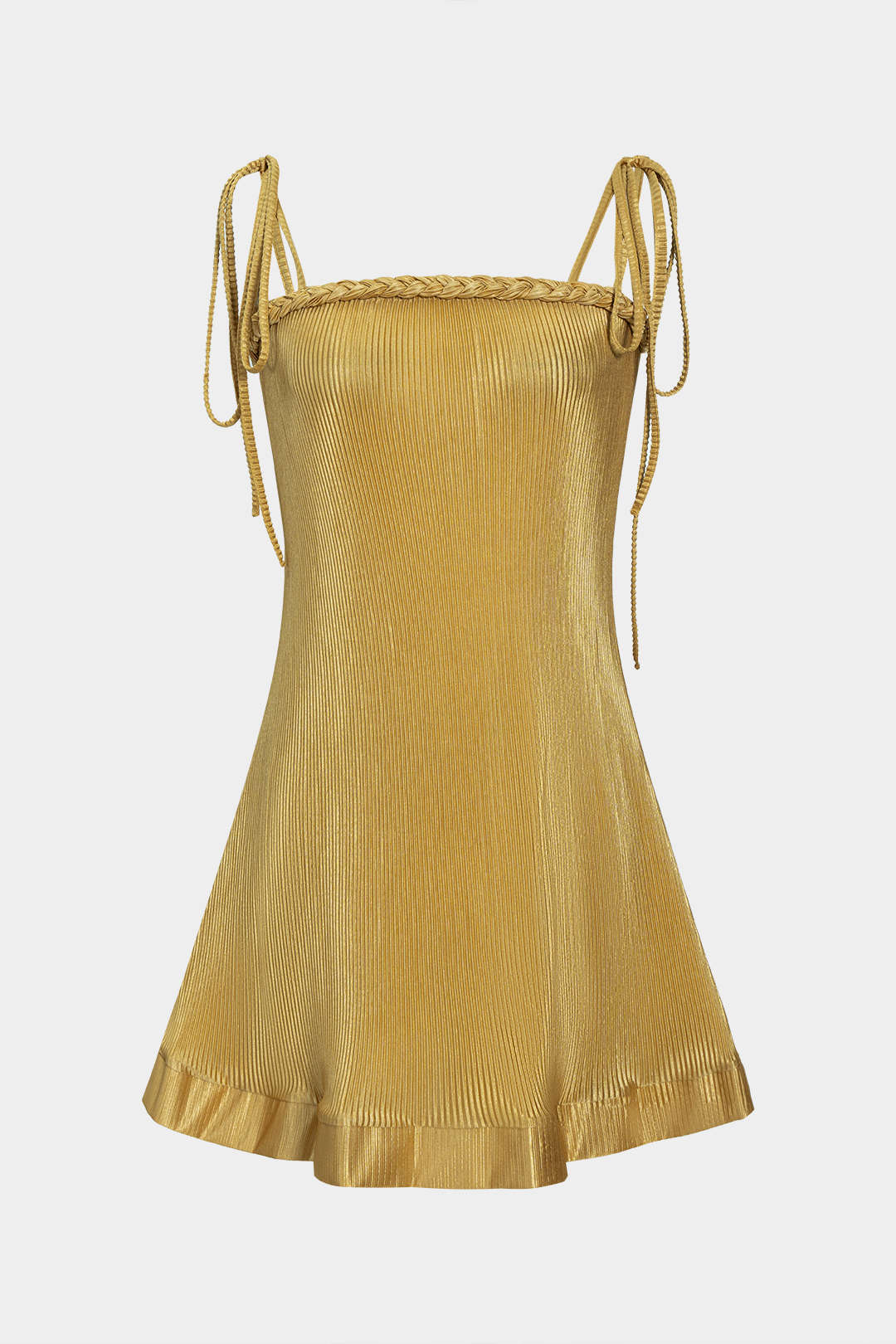 Pleated Tie-Up Slip Sleeveless Mini Dress
