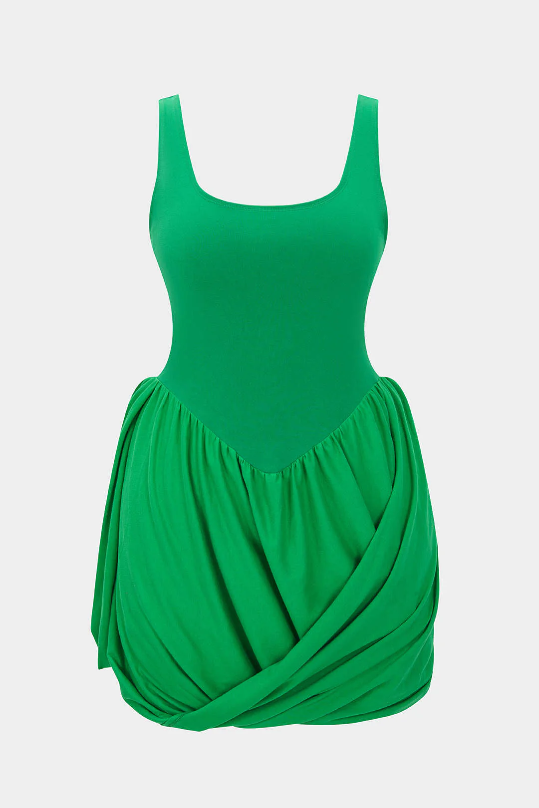 Plus Size Ruched Square Neck Sleeveless Mini Dress