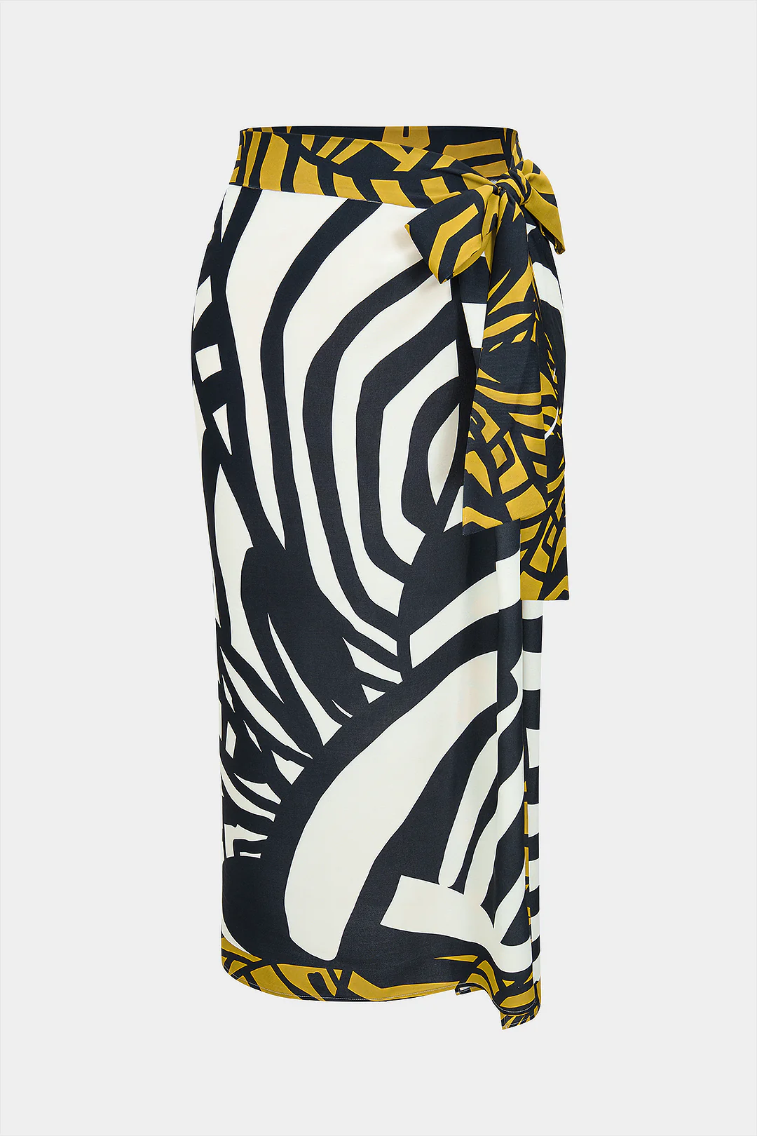 Plus Size Contrasting Abstract Print Tie-Front Skirt