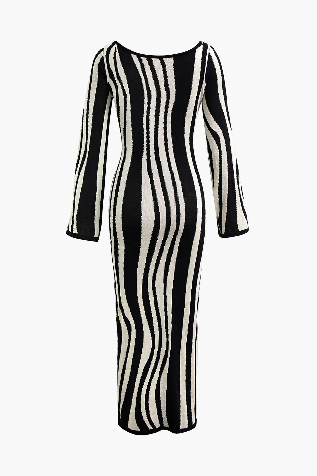 Contrasting Stripe Round Neck Knit Maxi Dress