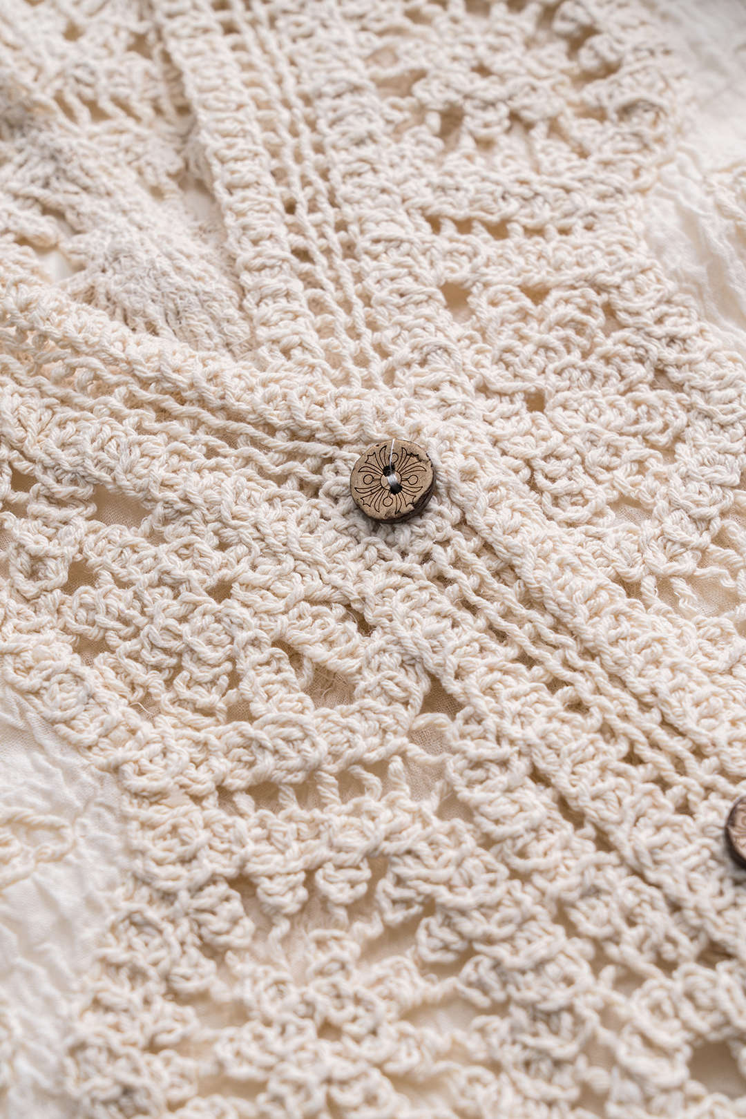 Lace Button Cut-Out Long Sleeve Top and Fringe Tie-Front Skirt Set