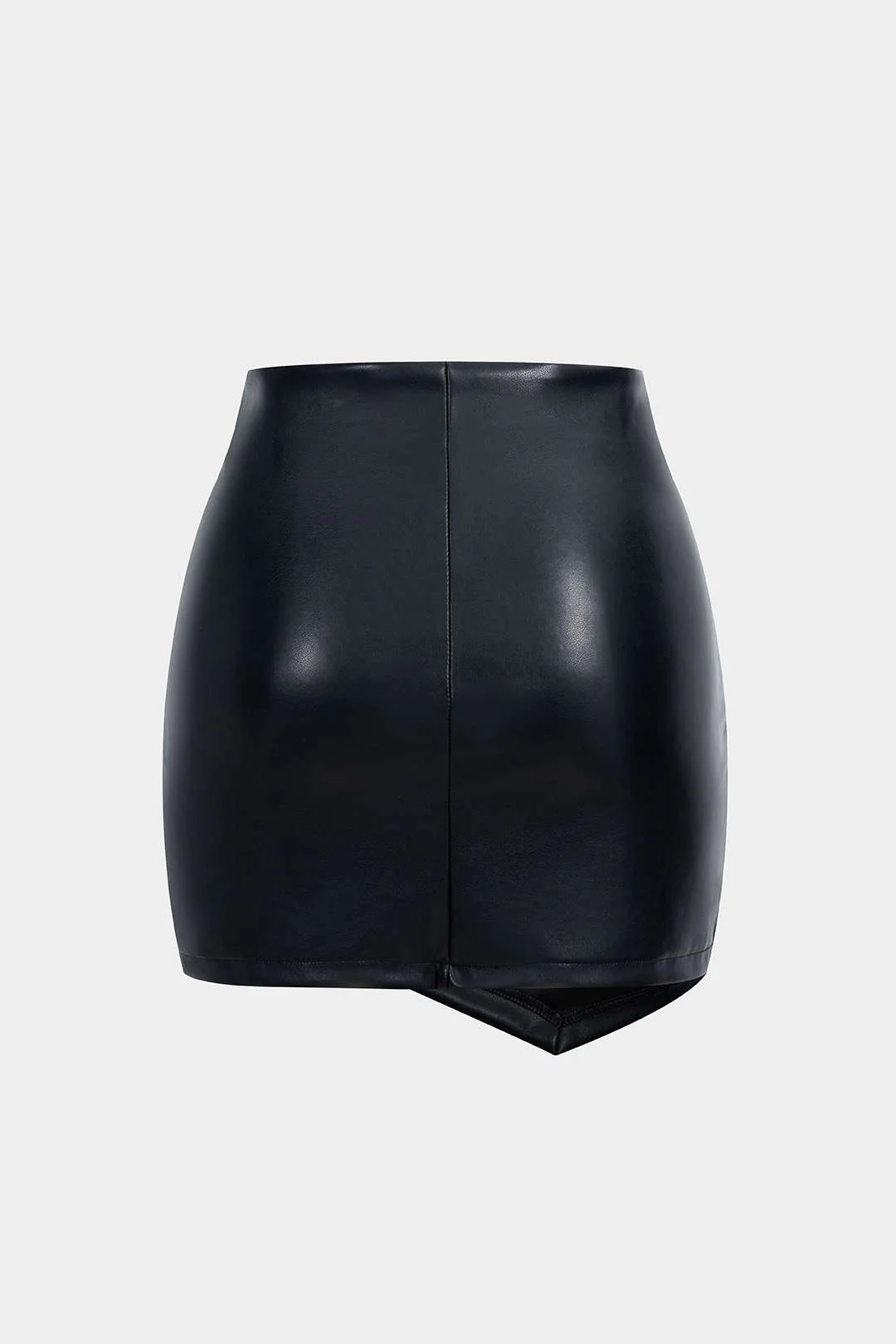 Asymmetrical Ruched Faux Leather Short Skirt
