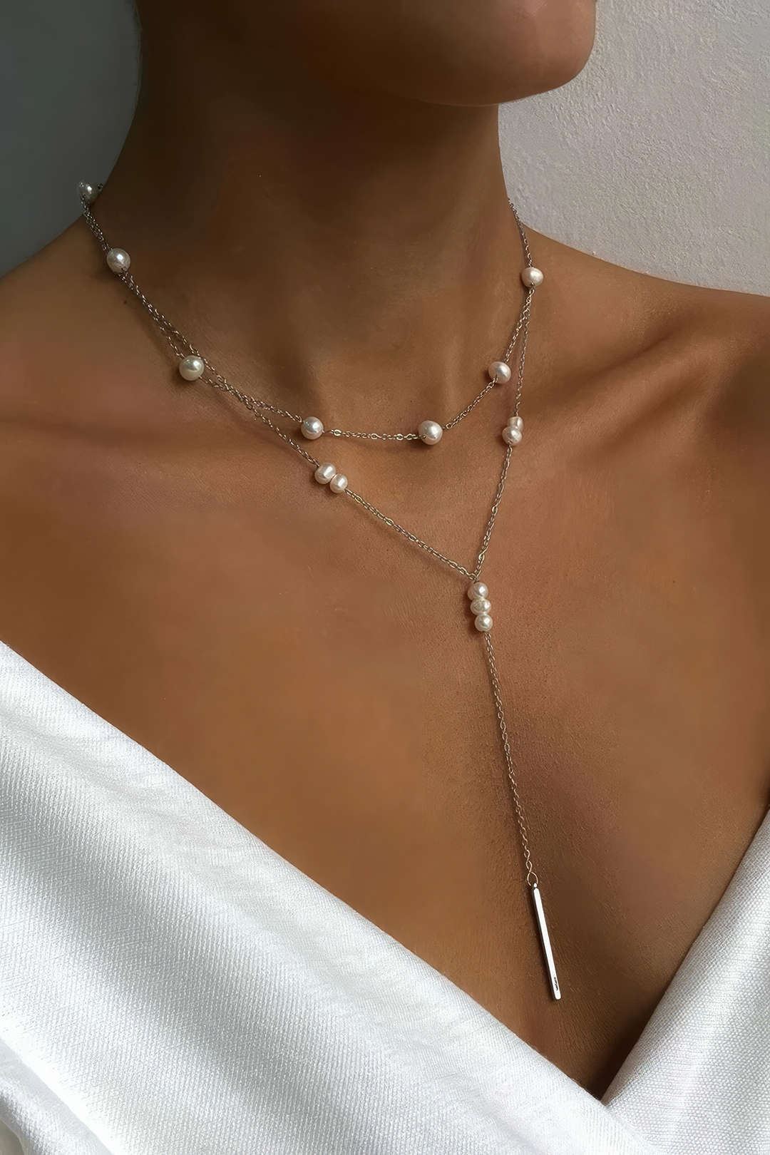 Pearl Metallic Chain Necklace