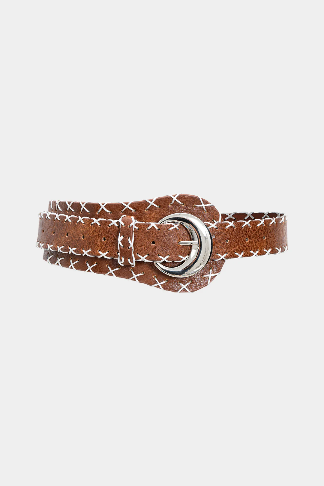 Metallic Buckle Faux Leather Corset