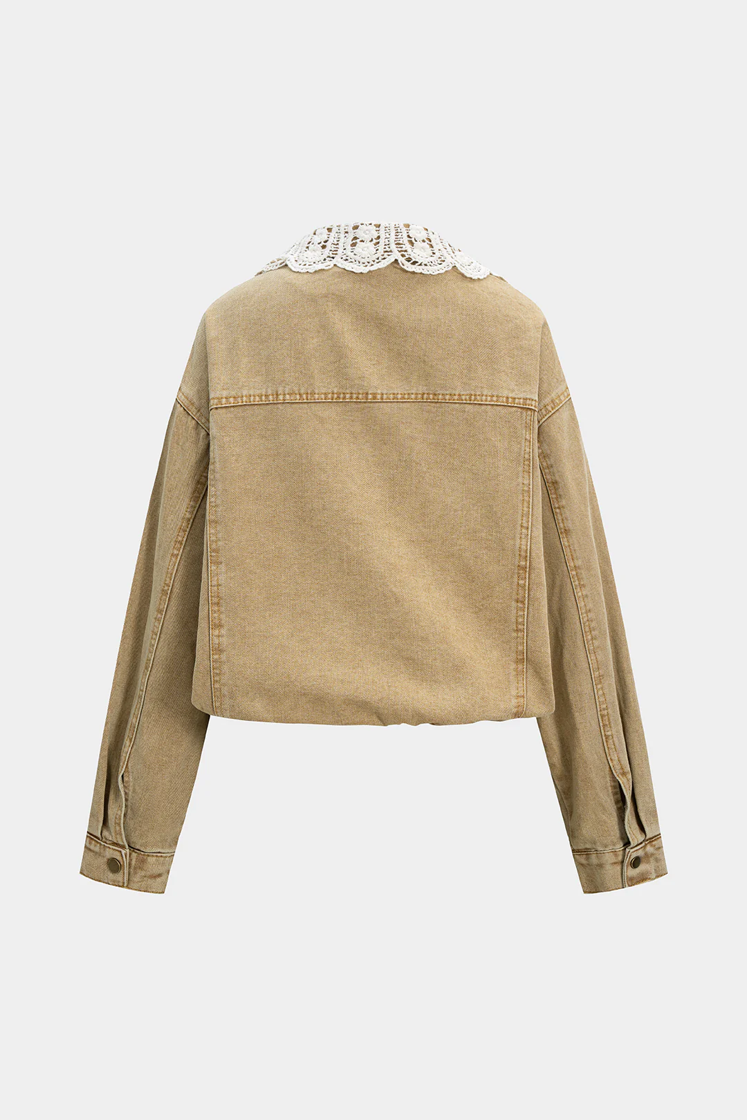 Denim Patchwork Drawstring Outerwear