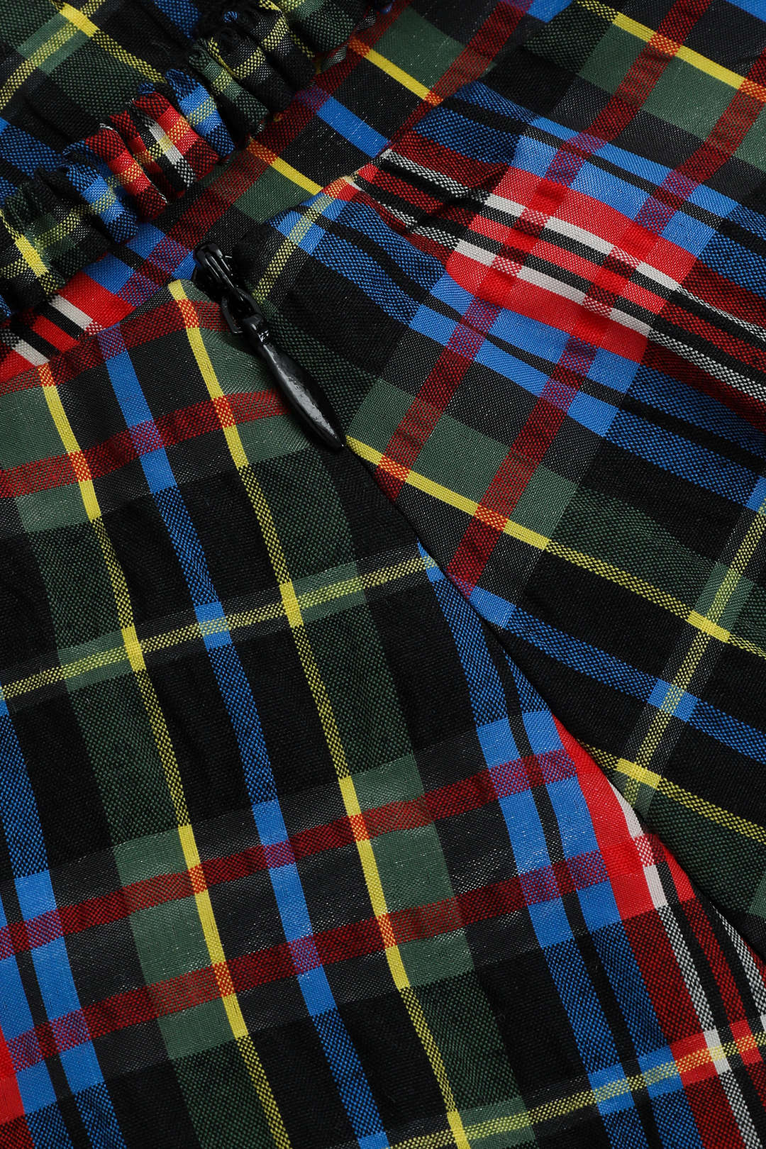 Plaid Cut-Out Waist Mid-Length Skirt