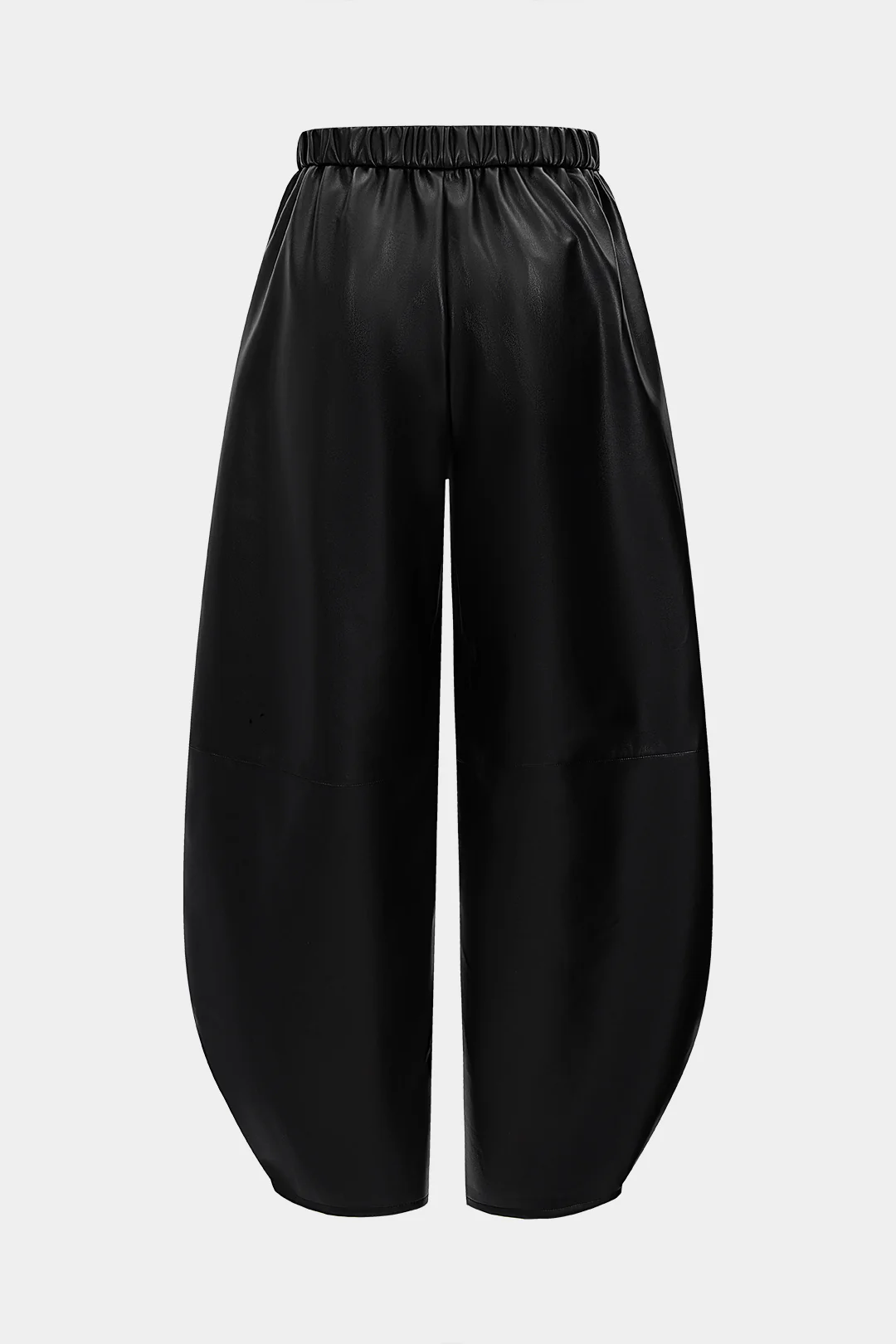 Faux Leather Shirred Waistband High-Waisted Trousers