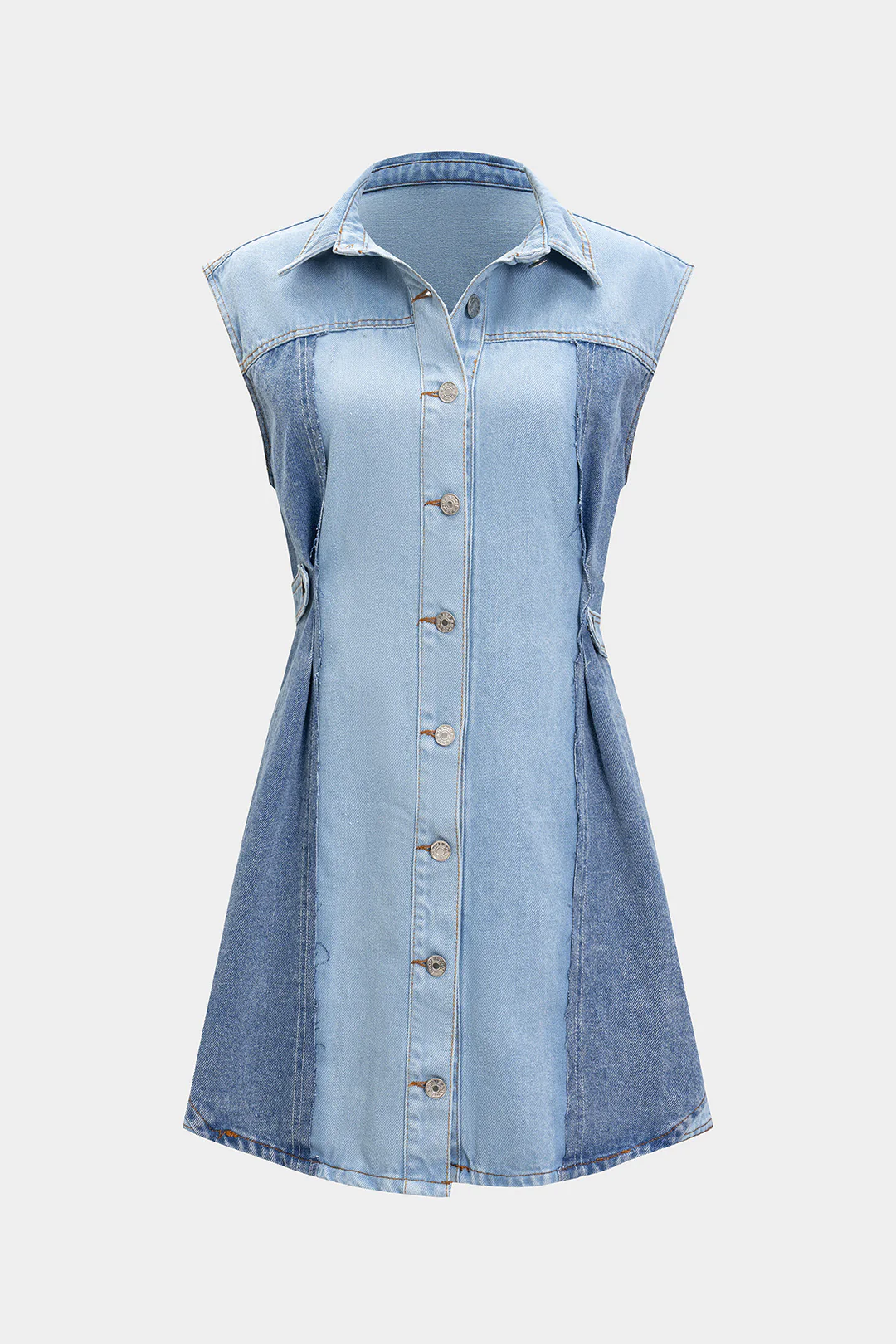 Denim Patchwork Button Dress