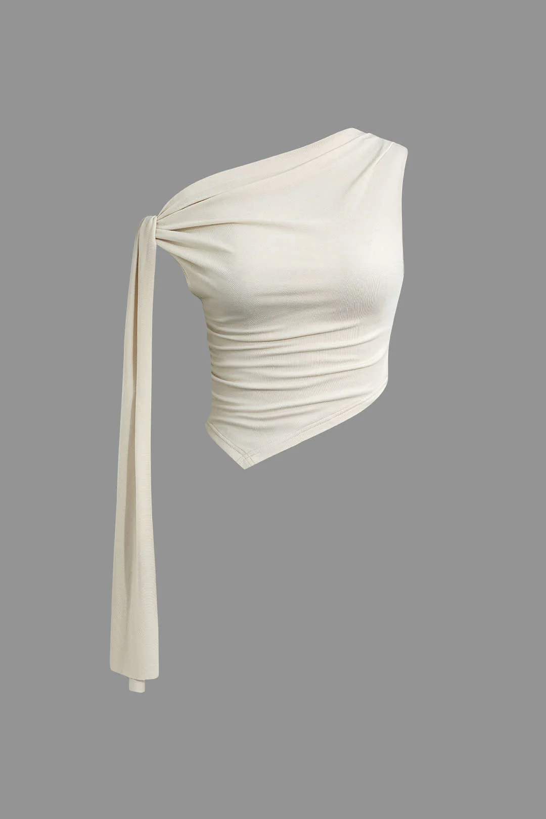 Solid Asymmetric Top and Twisted Slit Skirt Set