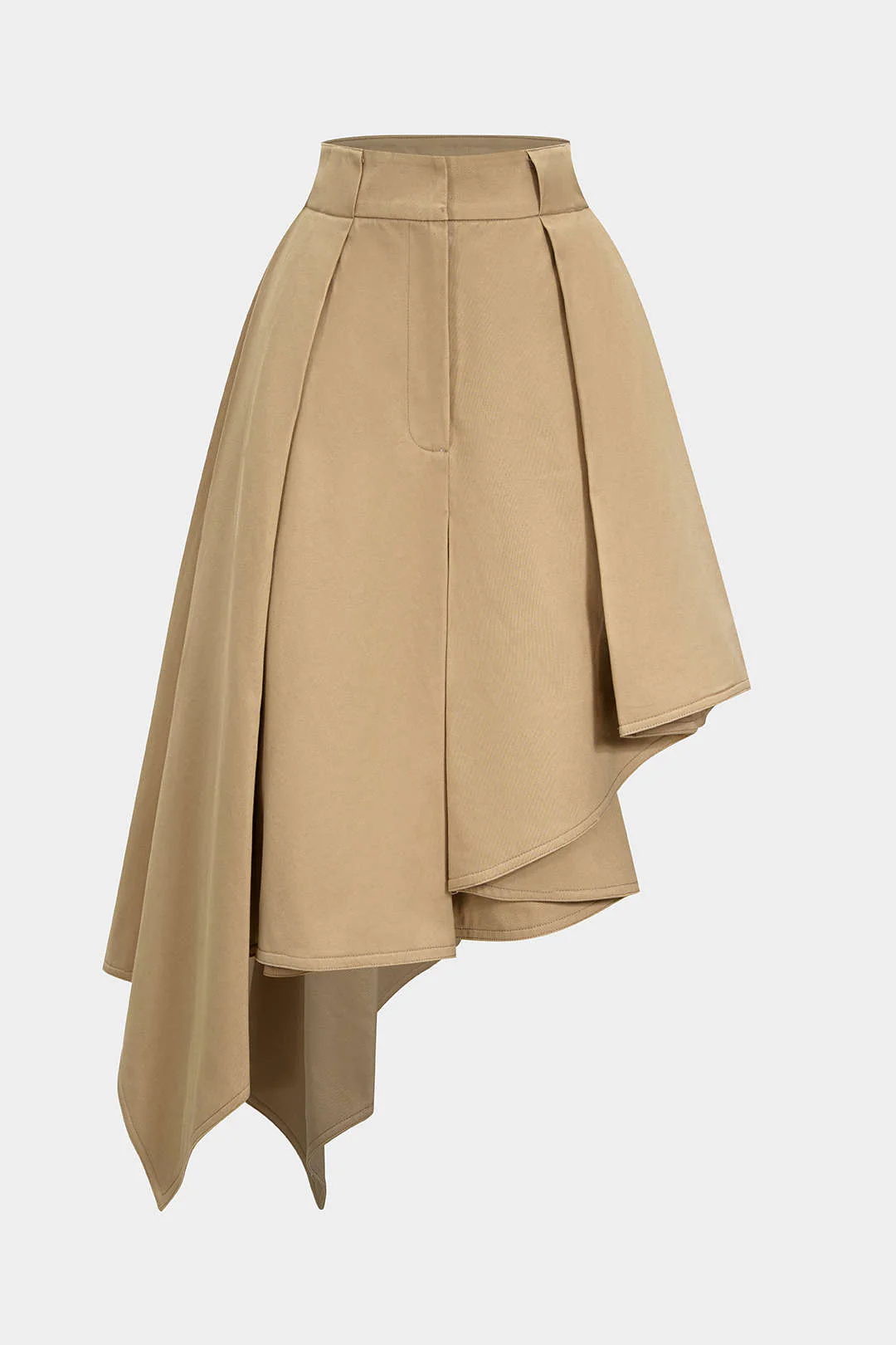 Solid Ruffle Hem Pleated Skirt