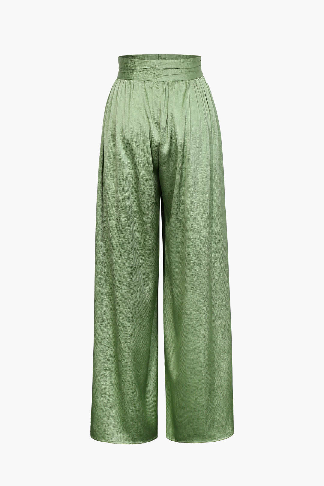 Simple Heavy Satin High-Waisted Wide-Leg Trousers