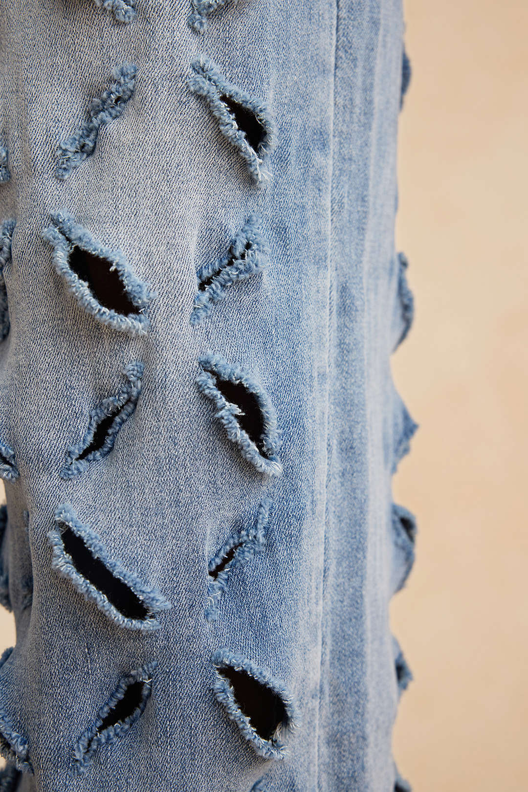 Ripped Cut-Out Button-Pocket Wide-Leg Jeans