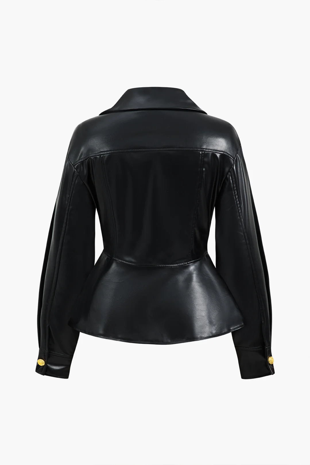 Faux Leather Button-Ruched Jacket