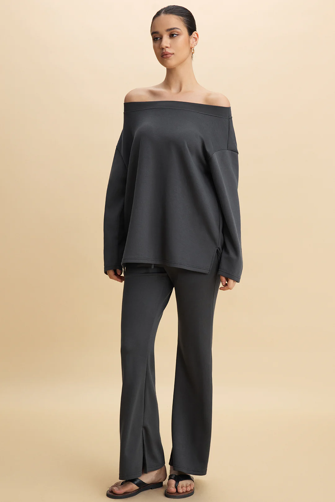 Knit Round Neck Long-Sleeve Top