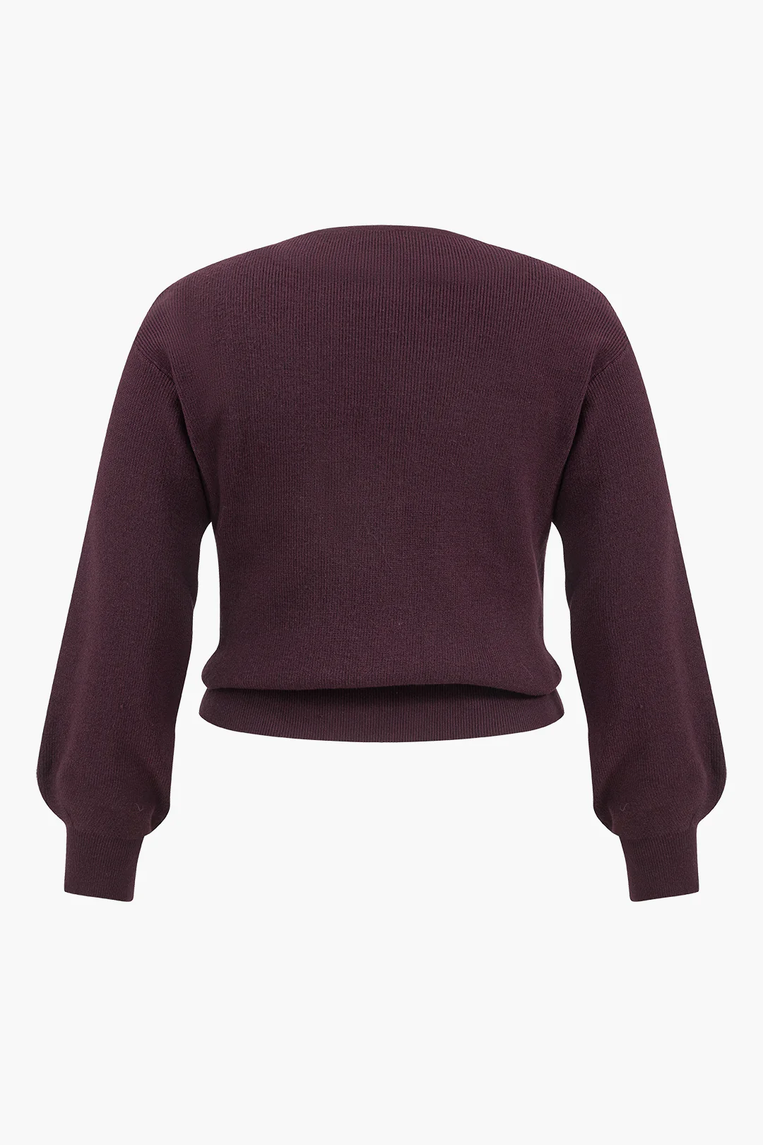 Plus Size Knitted V-Neck Long-Sleeve Top