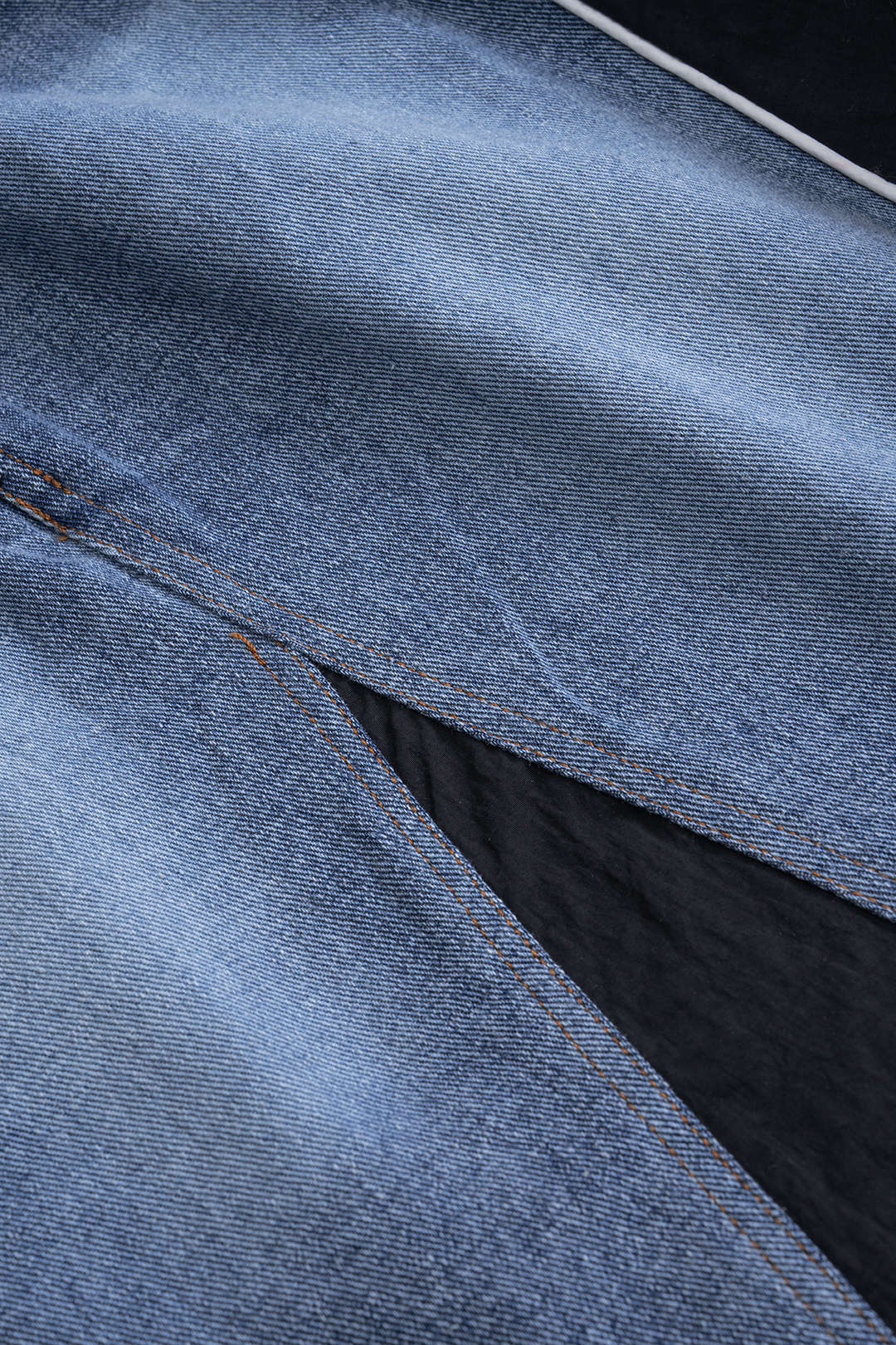 Denim  Patchwork Drawstring High Waist Skirt