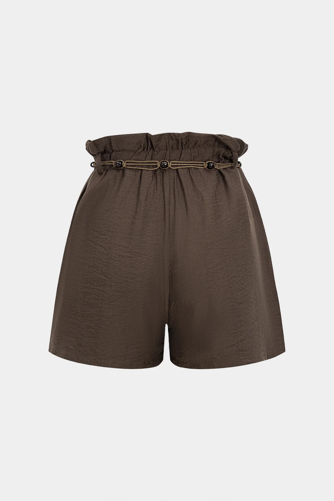 Solid Ruched Belted Shorts
