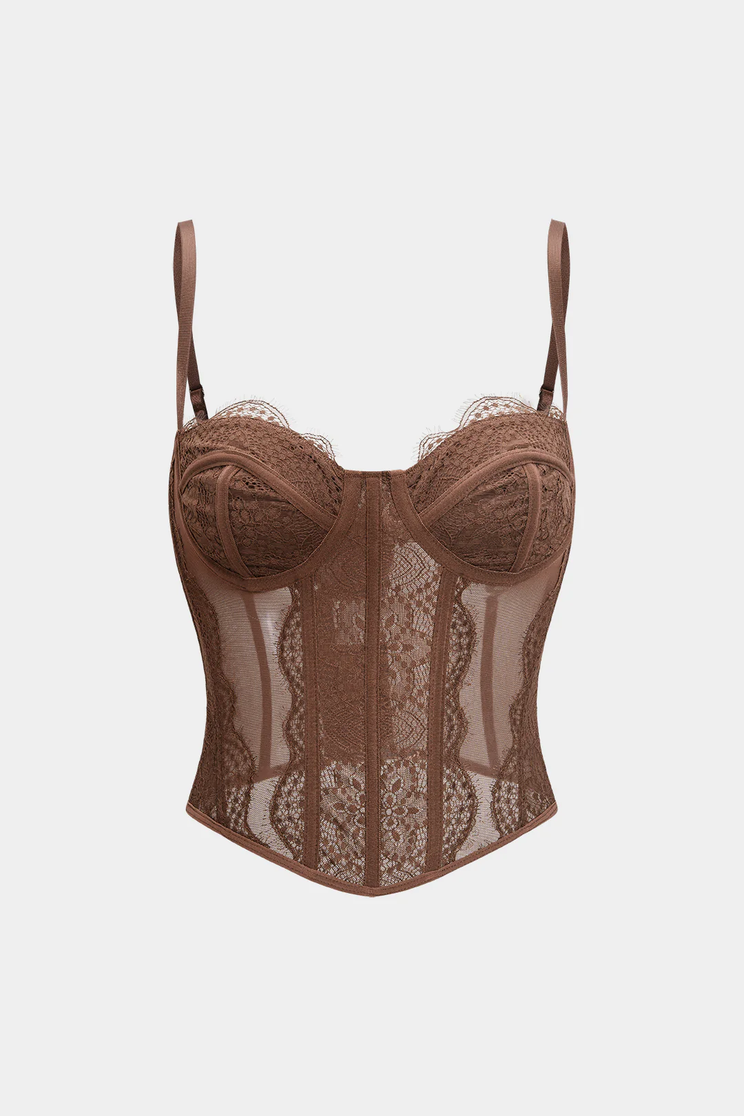 Mesh Patchwork Bustier Style Camisole Top