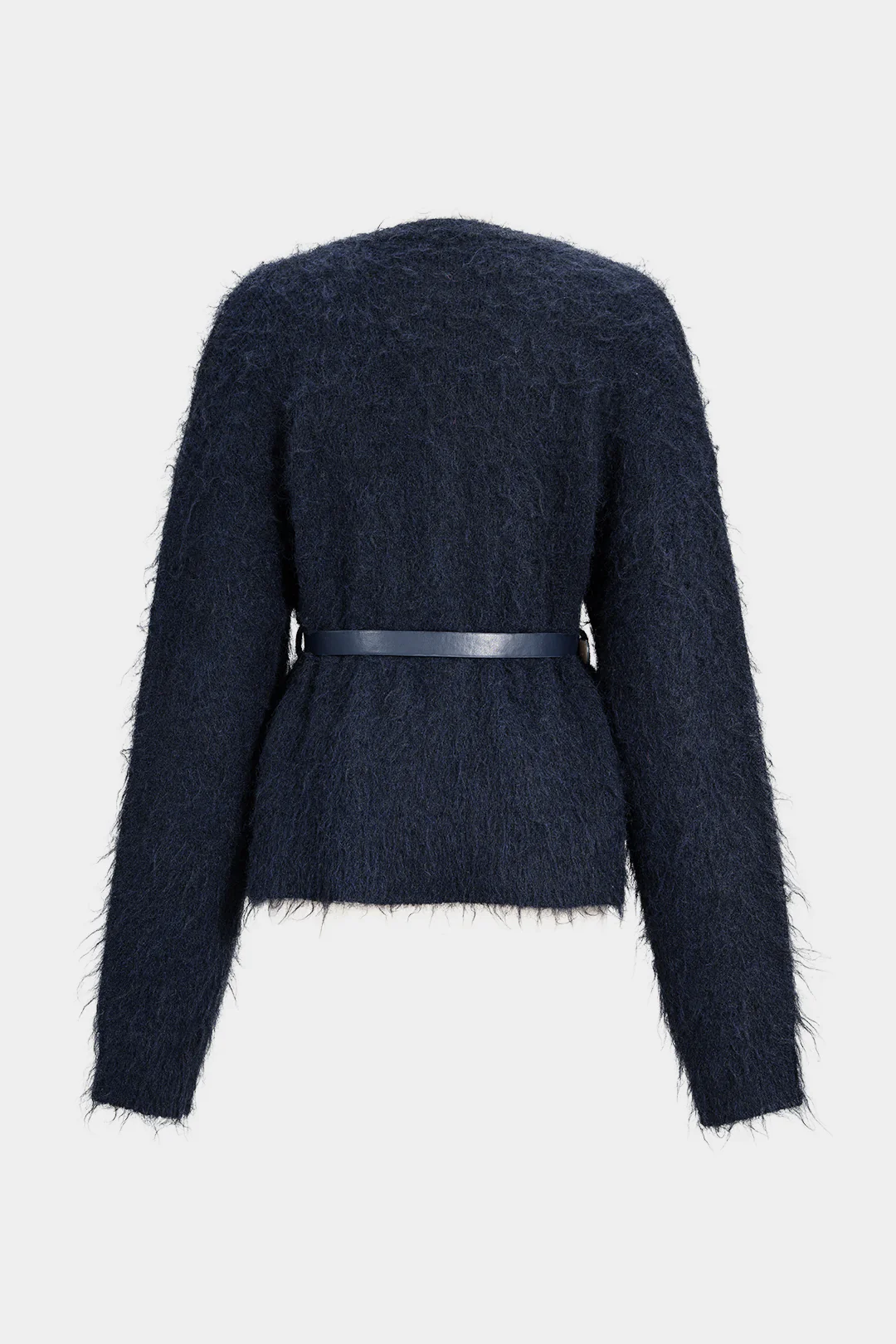 Knit Button Round Neck Belted Cardigan