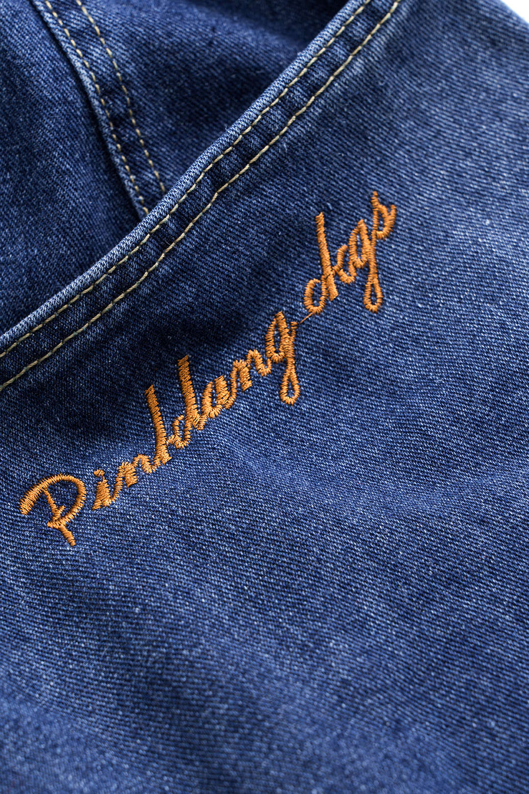 Denim Embroidered Button Pocket Wide-Leg Barrel Jeans