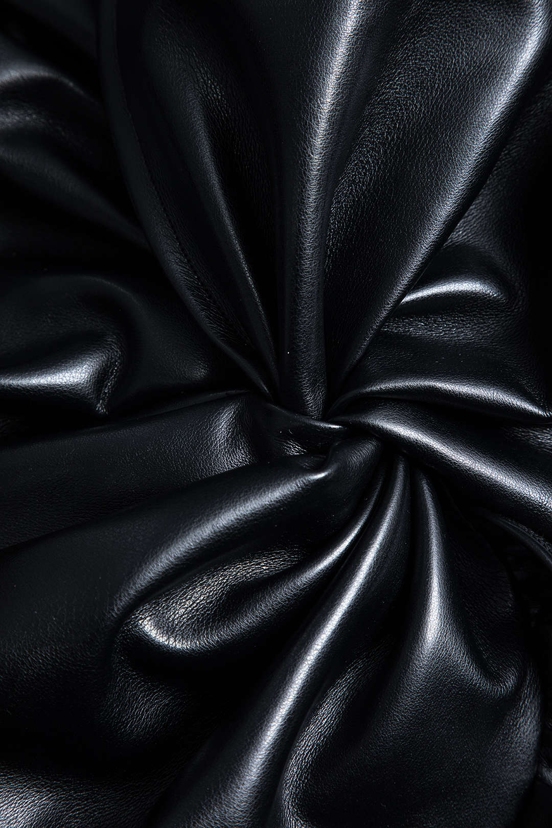 Faux Leather Patchwork Ruffled and Ruched Long Sleeve Mini Dress