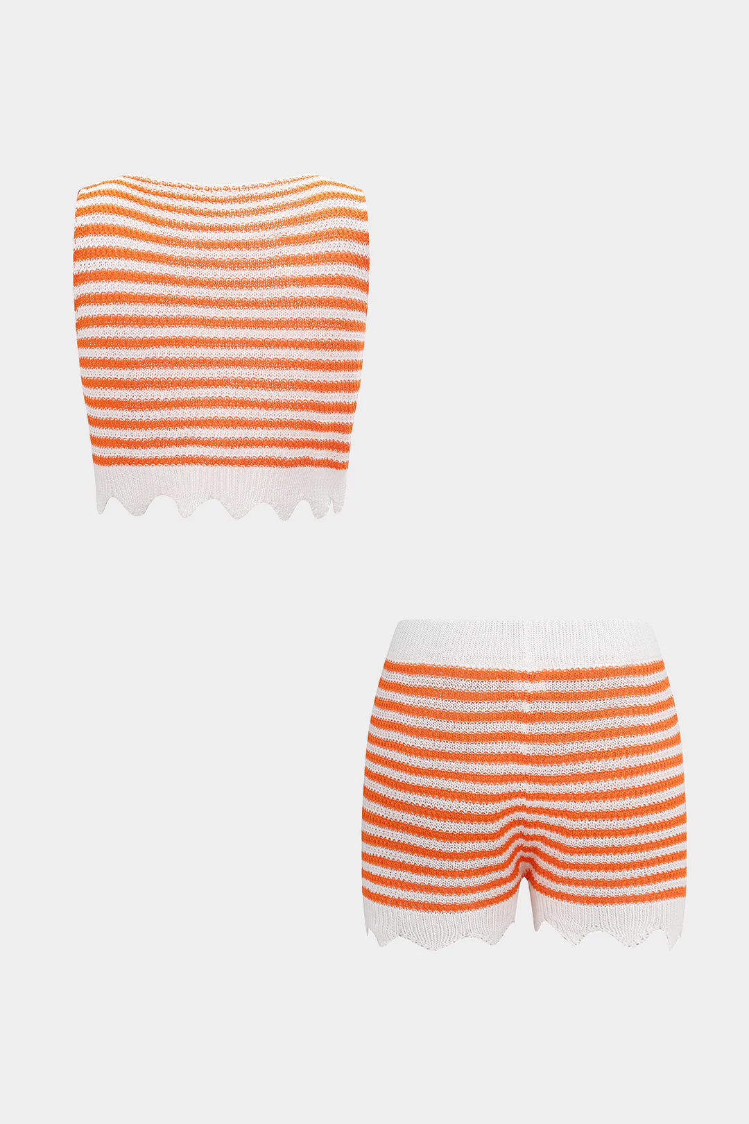 Knit Contrast Stripes Print Tank Top And Shorts Set