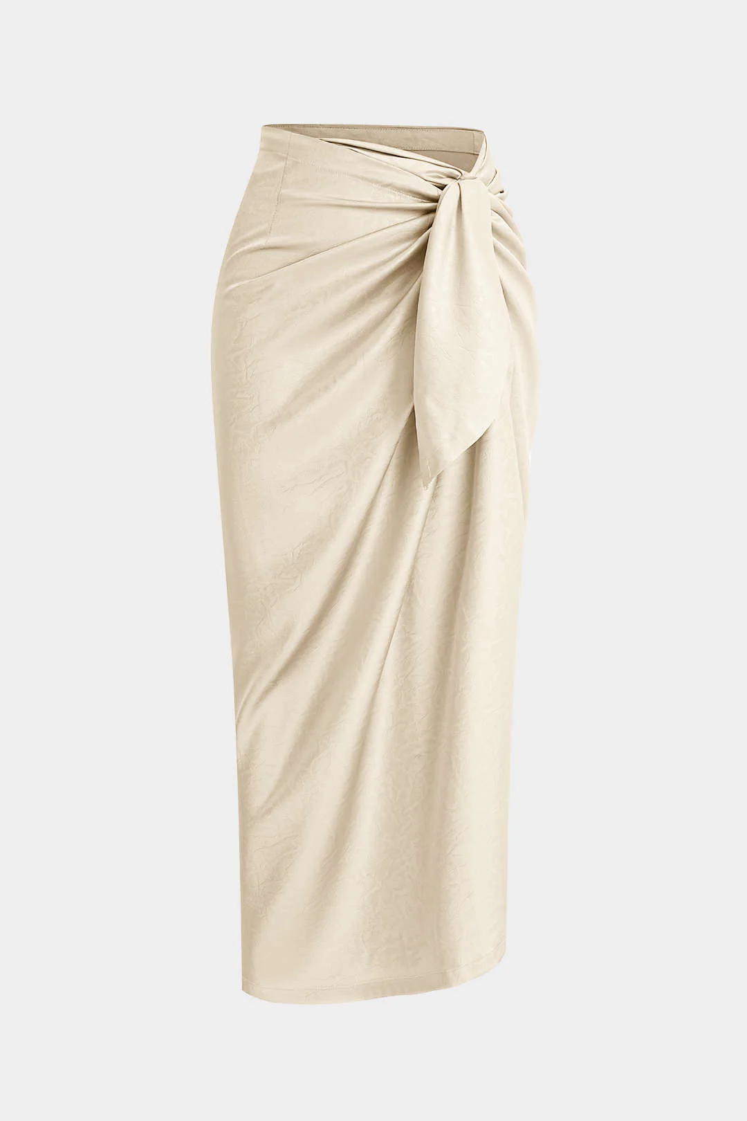 Satin Ruched Tie-Up Skirt