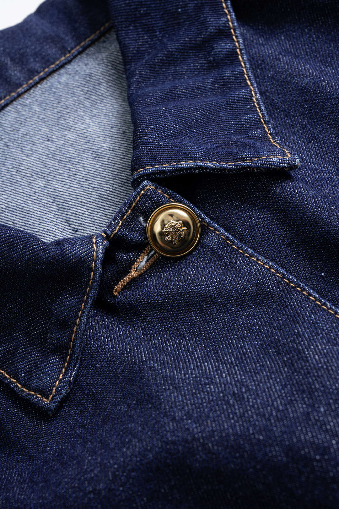 Metallic Ruched Denim Button Outerwear