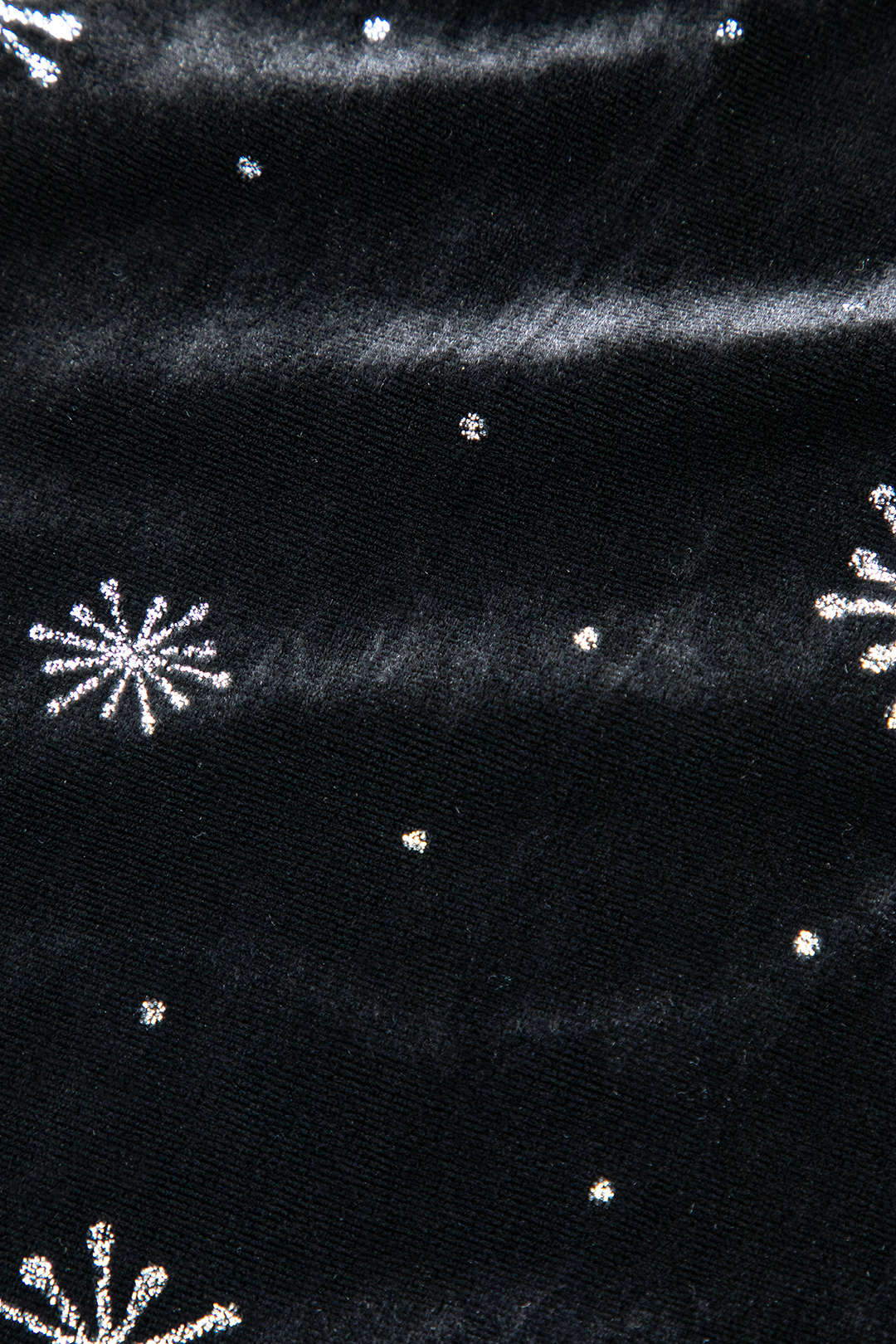 High-Waisted Velvet Snowflake Pattern Straight-Leg Trousers