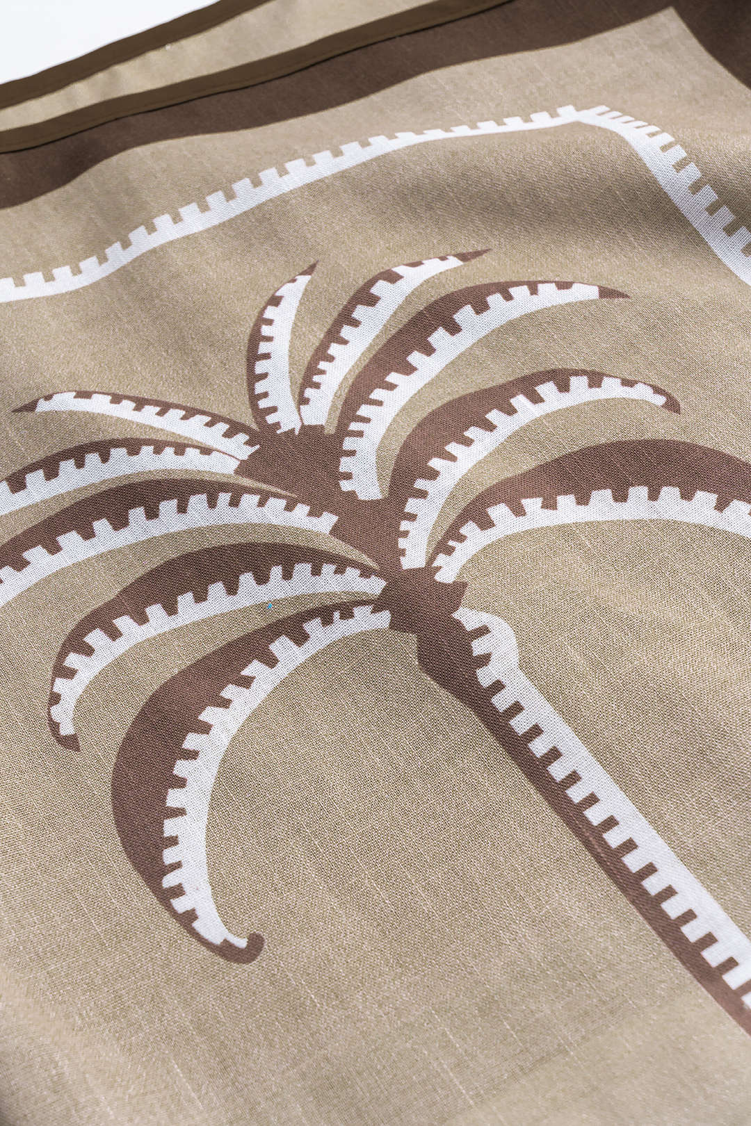 Coconut Palm Print Linen Asymmetrical Tie-Up Skirt