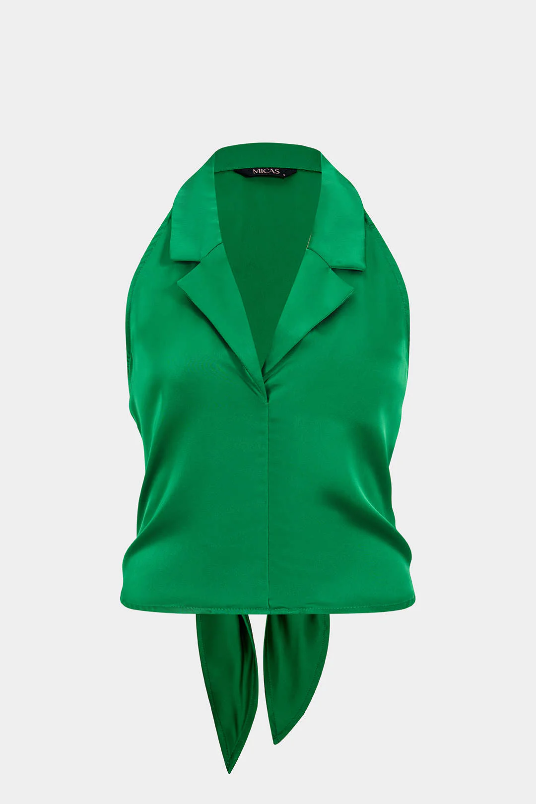 Satin V-Neck Tie-Up Sleeveless Tank Top