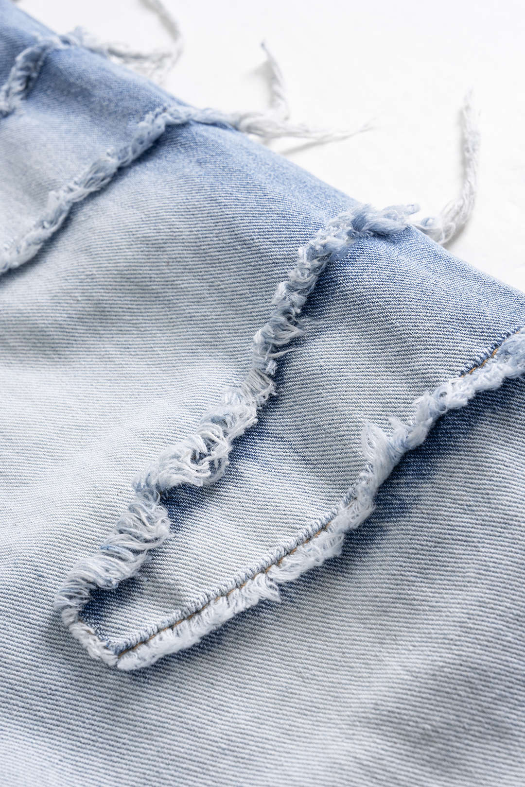 Denim Zipper Frayed Wide Leg Jeans